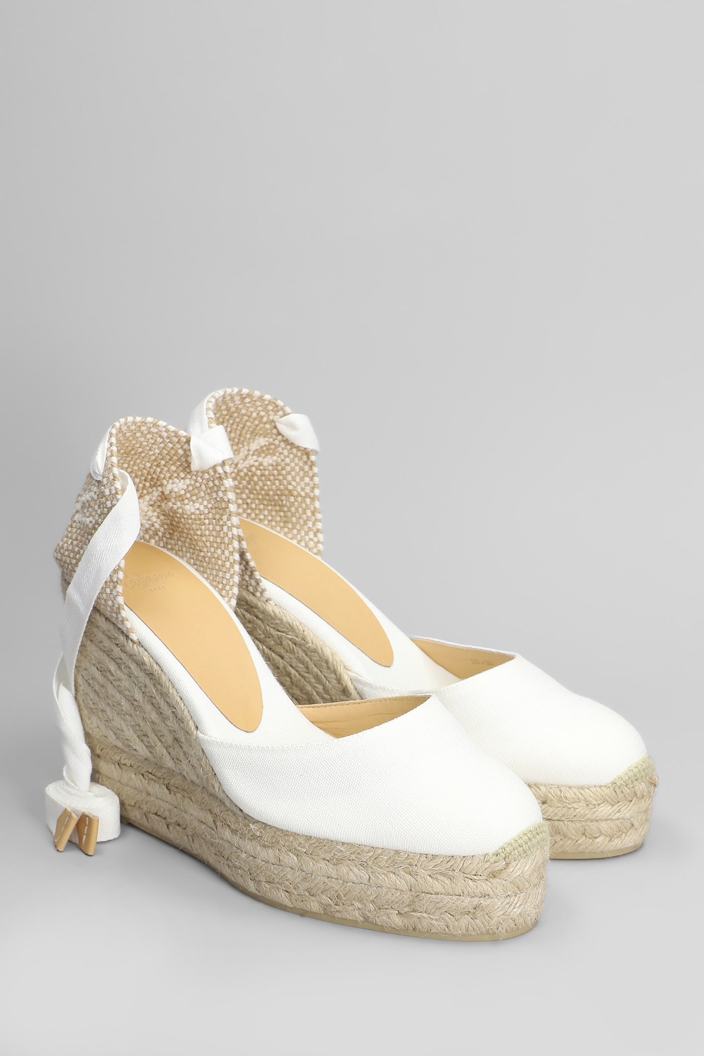 CASTAñER CARINA-8ED-001 WEDGES IN WHITE CANVAS