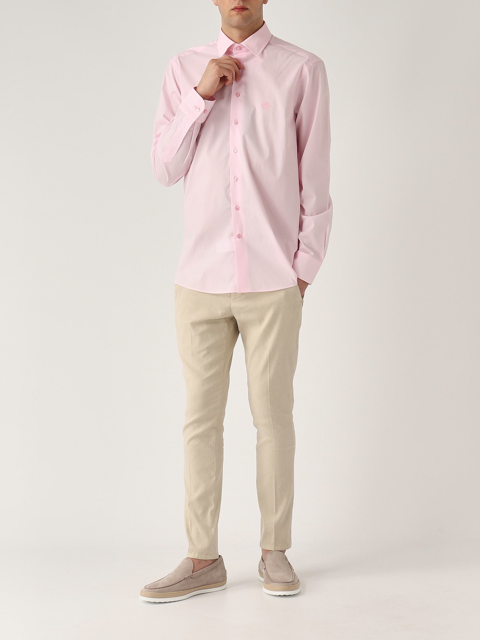 Etro Camicia Collo Francese Stretch Shirt In Rosa