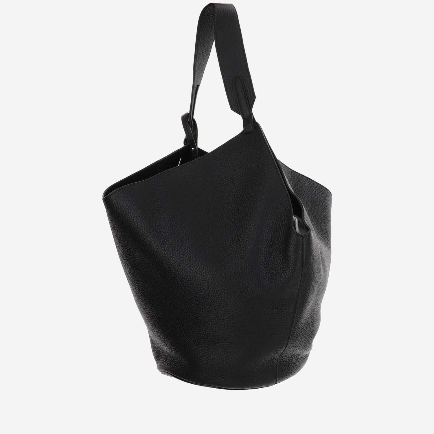 Khaite Medium Lotus Leather Tote In Black