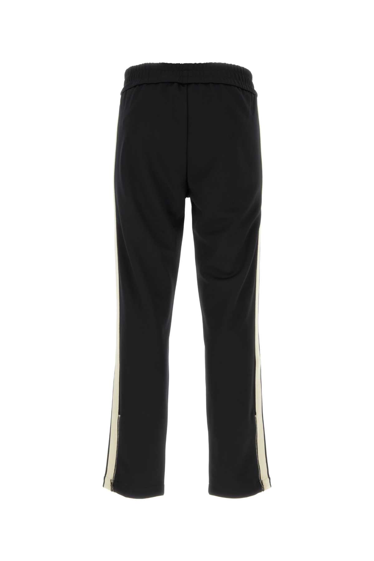 Shop Palm Angels Black Polyester Joggers In Blackoffwhite