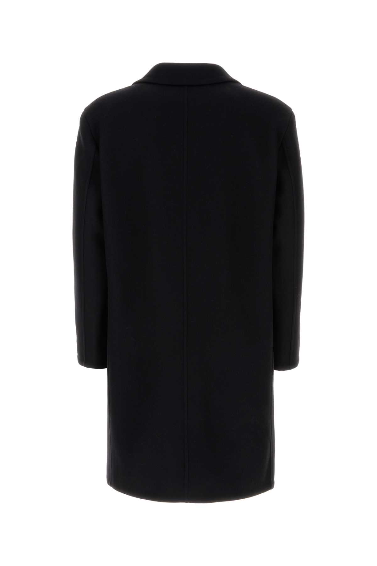Shop Valentino Black Wool Blend Oversize Coat In Nero
