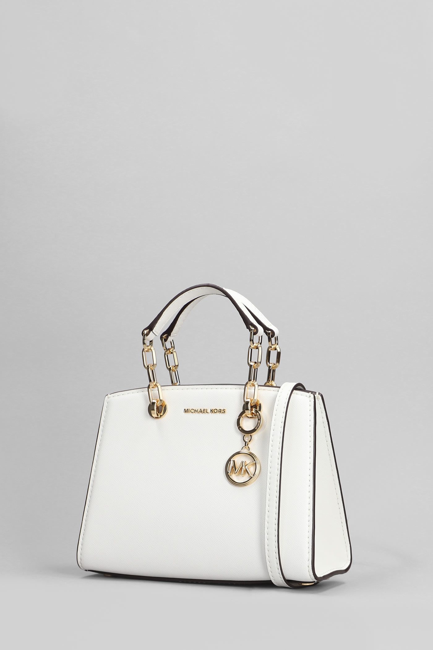 Shop Michael Kors Cynthia Shoulder Bag In White Leather