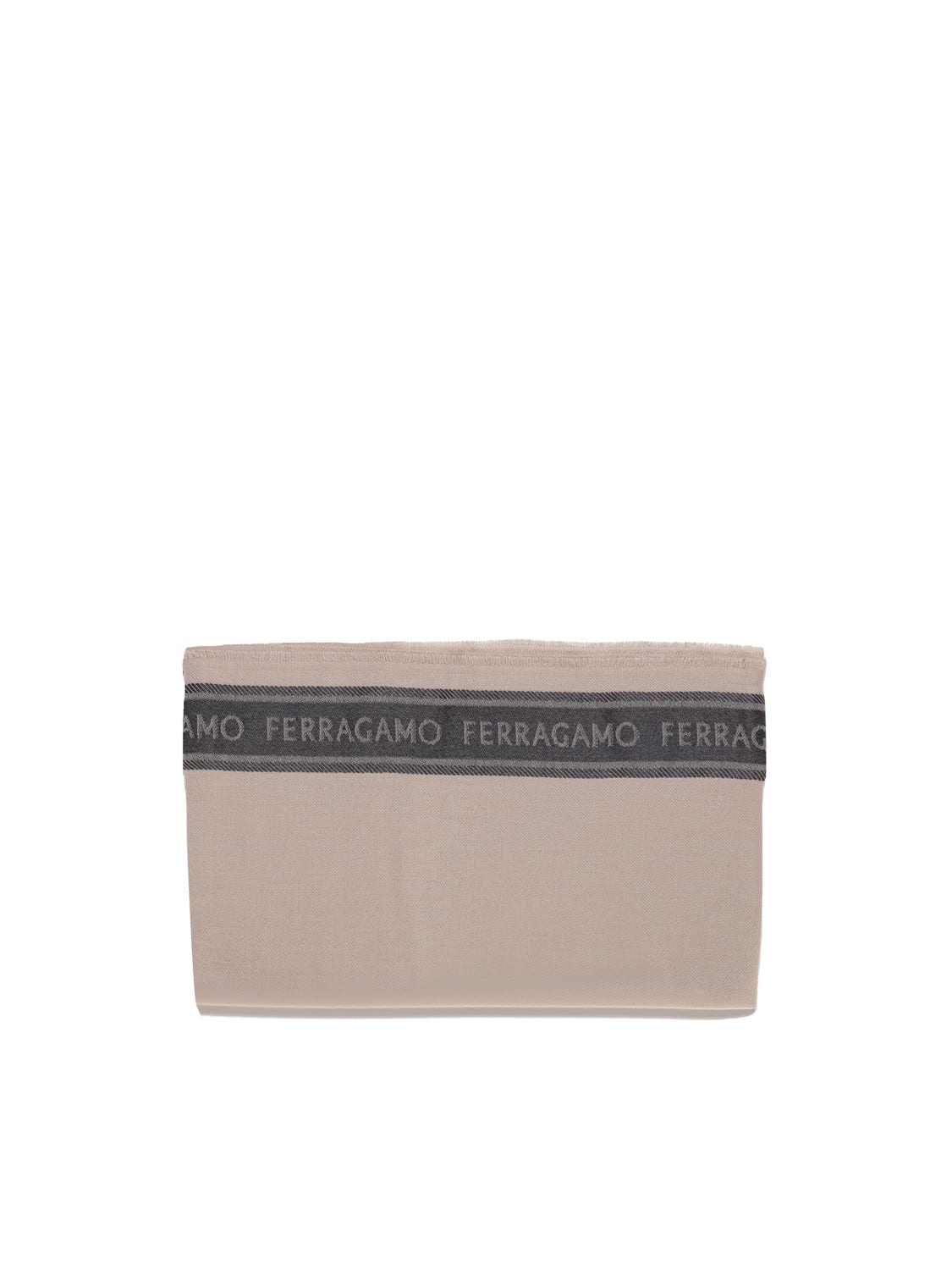 Shop Ferragamo Scarf With Lettering Logo In Beige/antracite
