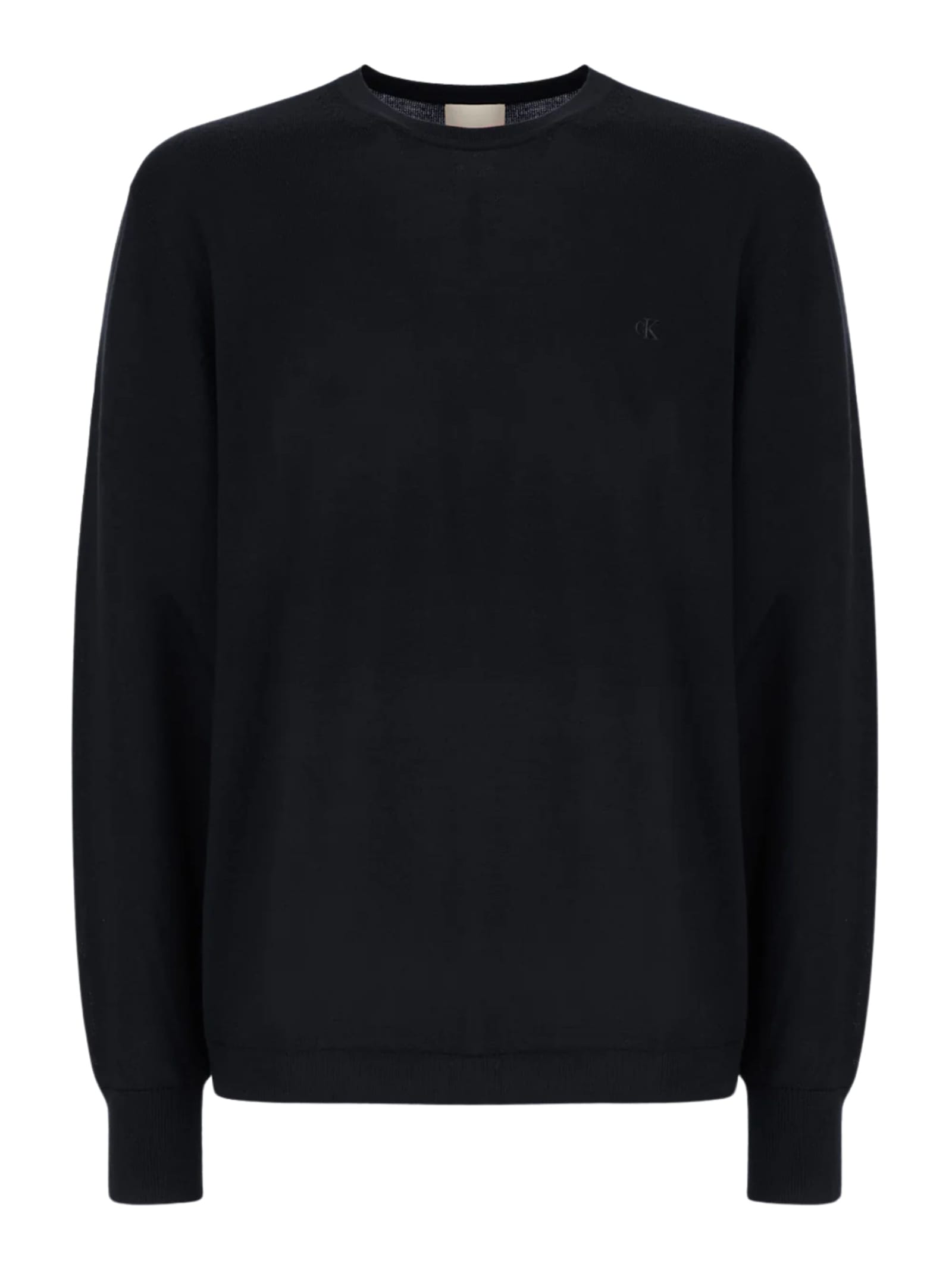 Calvin Klein Wool Crewneck Sweater In Blue
