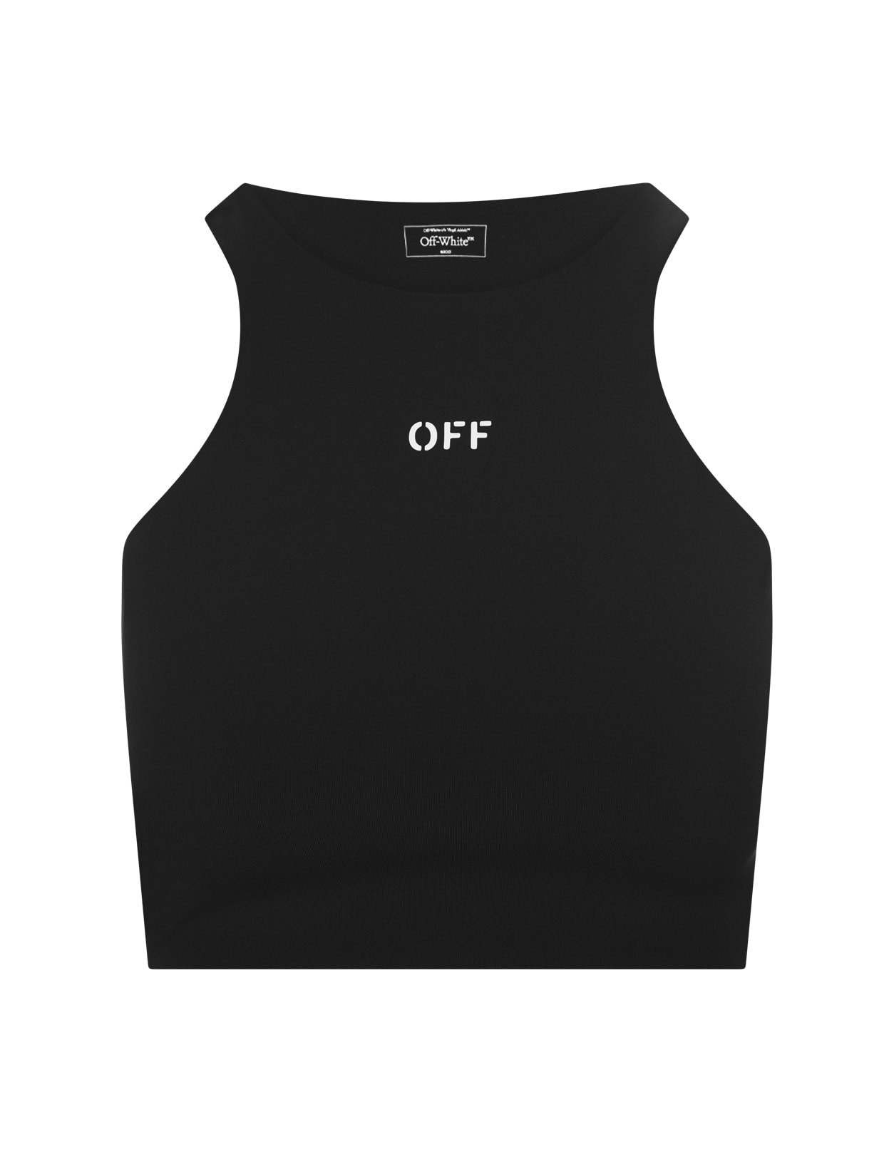 Off-White Black Sleeveless Crop Top With Logo