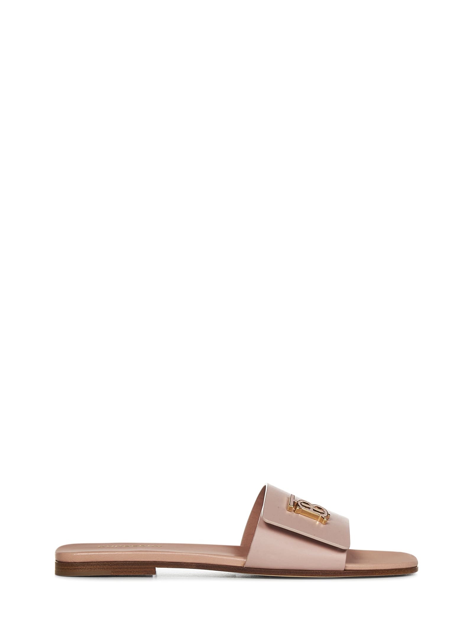 Powder Pink Leather Slippers