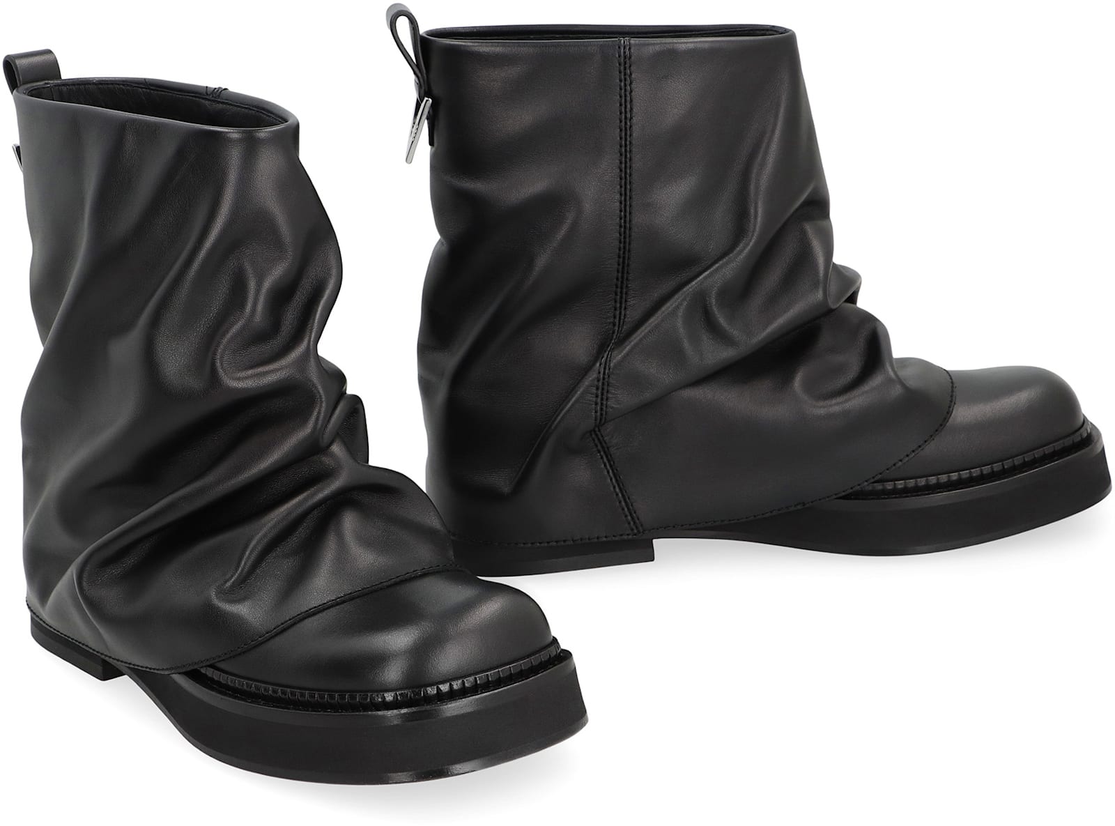 Attico Mini Robin Combat Leather Boots In Black