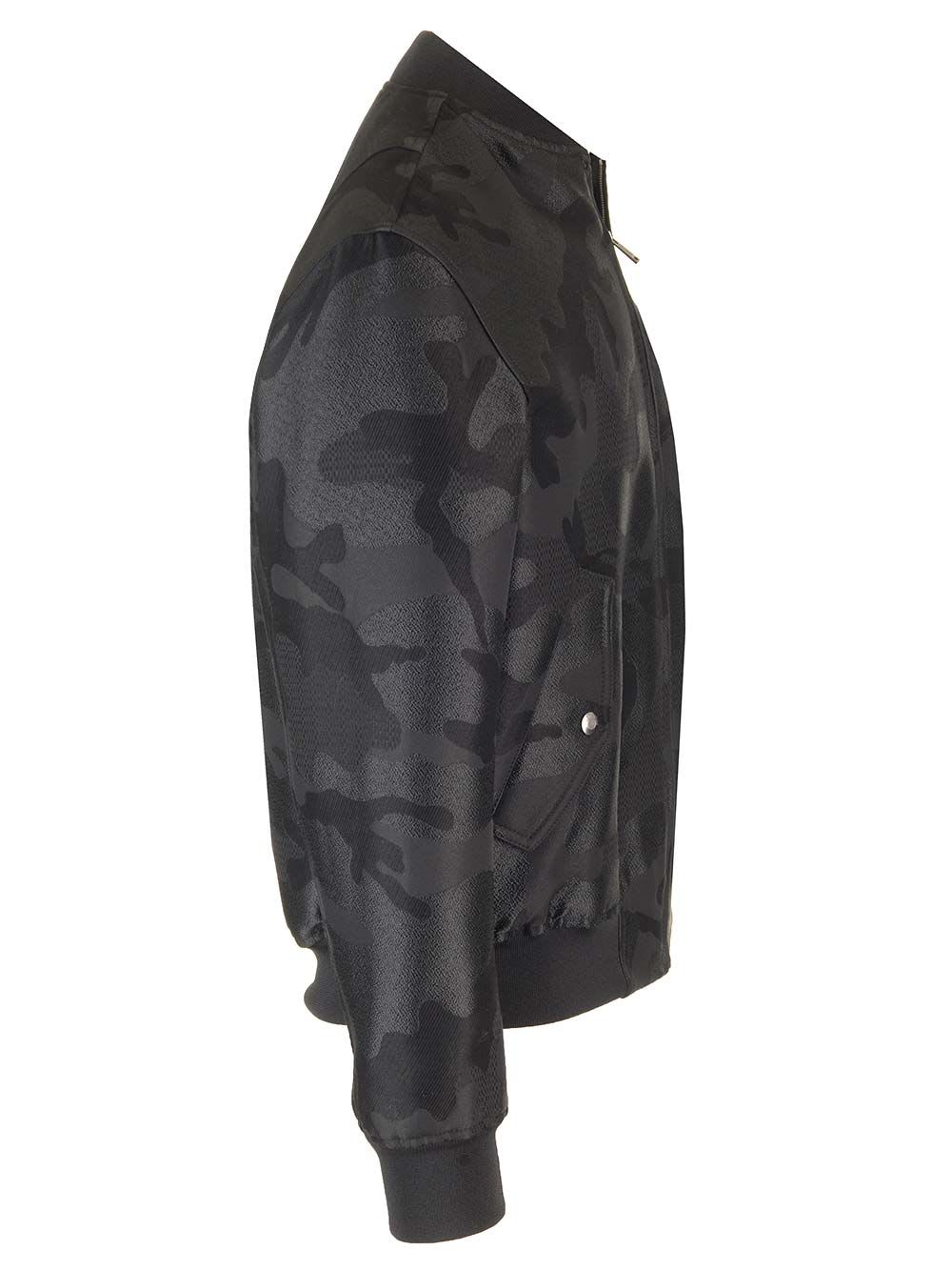 Shop Valentino Bomber Jacket With All-over Camounoir Pattern In Black