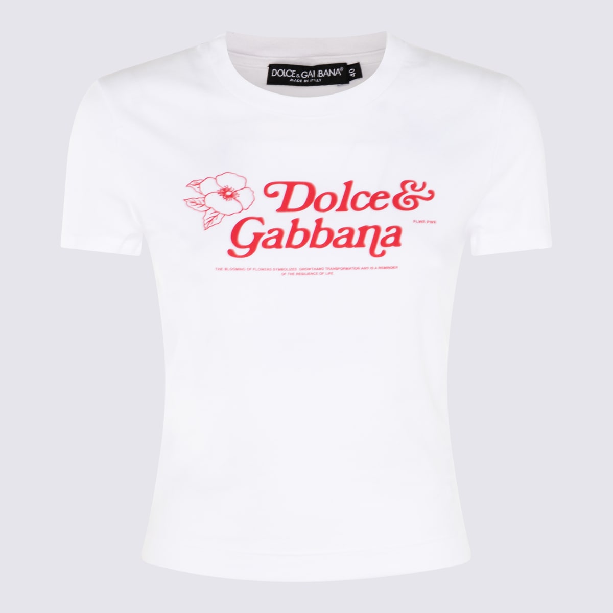 DOLCE & GABBANA WHITE AND RED COTTON T-SHIRT