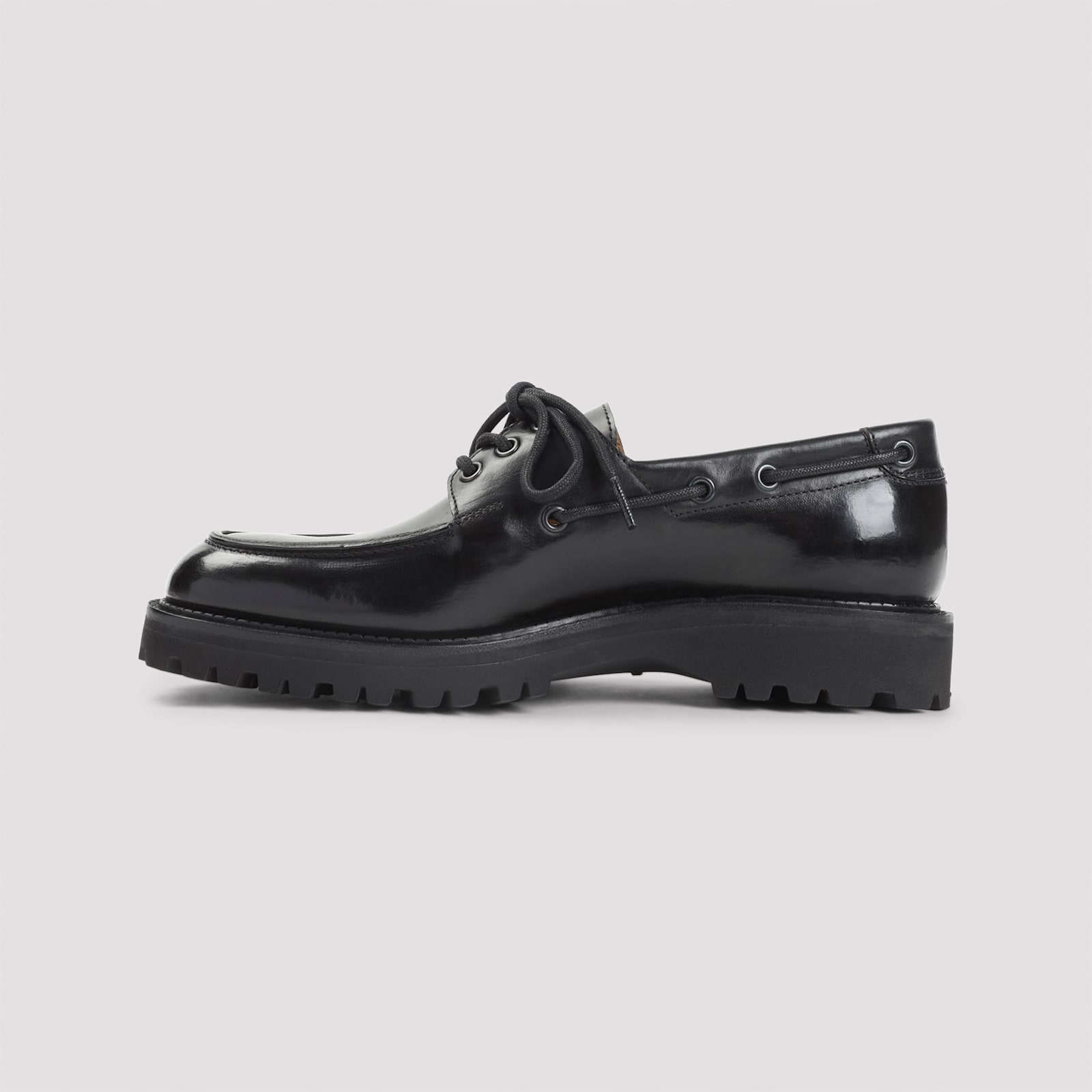 John Lobb High-gloss Black Calf Leather Lace-up Derbies In Black