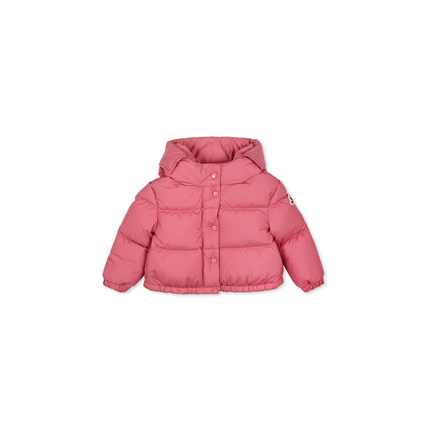 Moncler Fuchsia Laurie Down Jacket For Baby Girl With Logo In Fuchsia