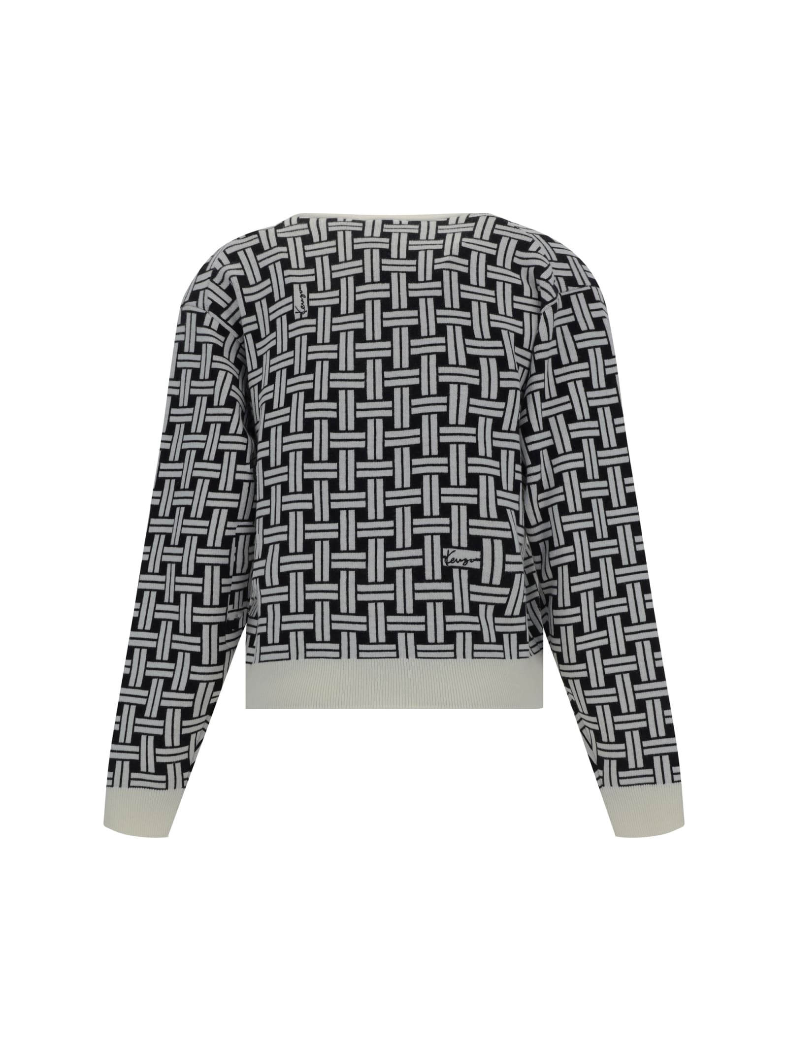 Shop Kenzo Weave Cardigan In Off White