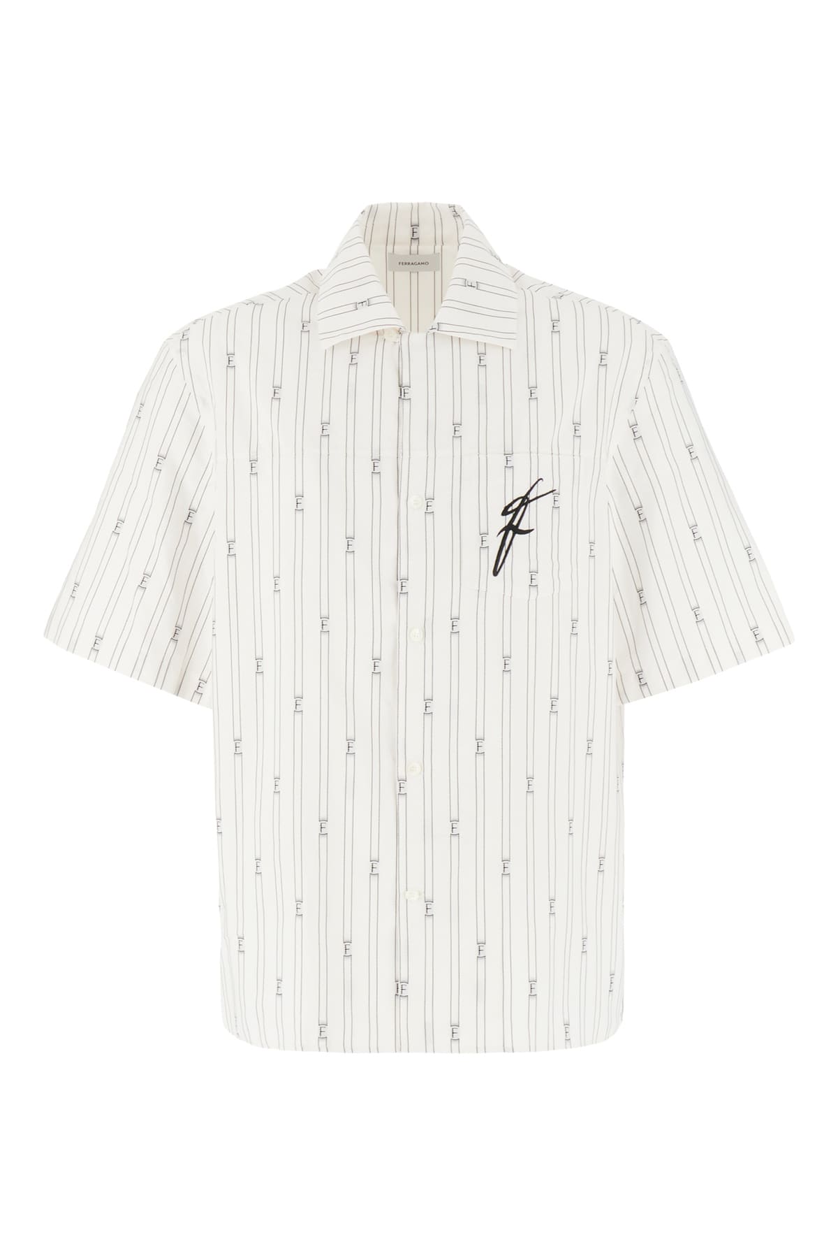 Ferragamo Embroidered Poplin Shirt In Neutral