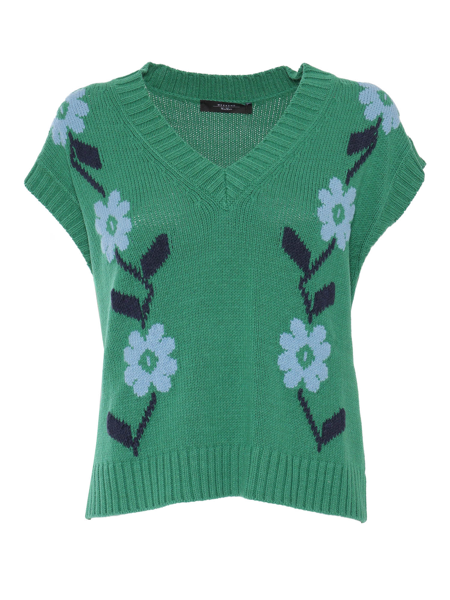 WEEKEND MAX MARA GREEN KNITTED AUSTRIA VEST 