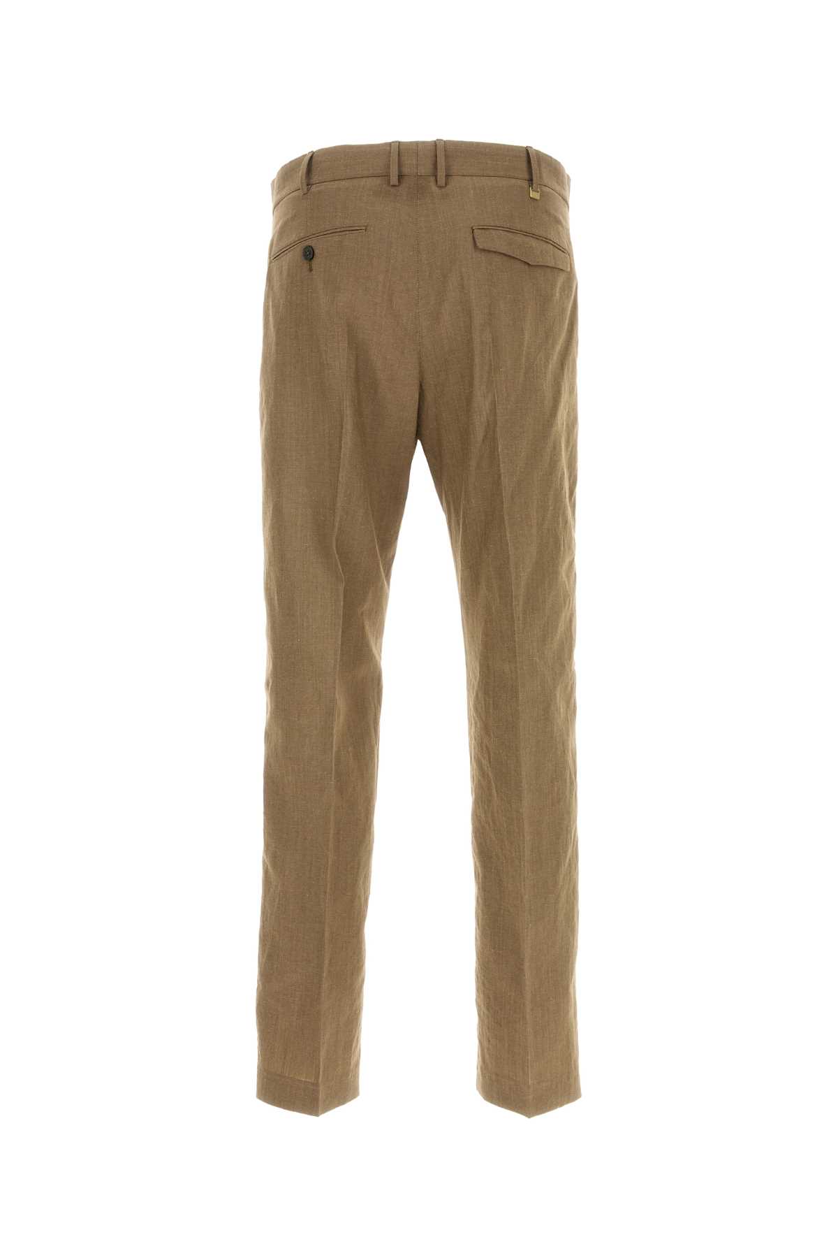 Pt Torino Wool Blend Trousers With Pockets And Belt Loops In Brown