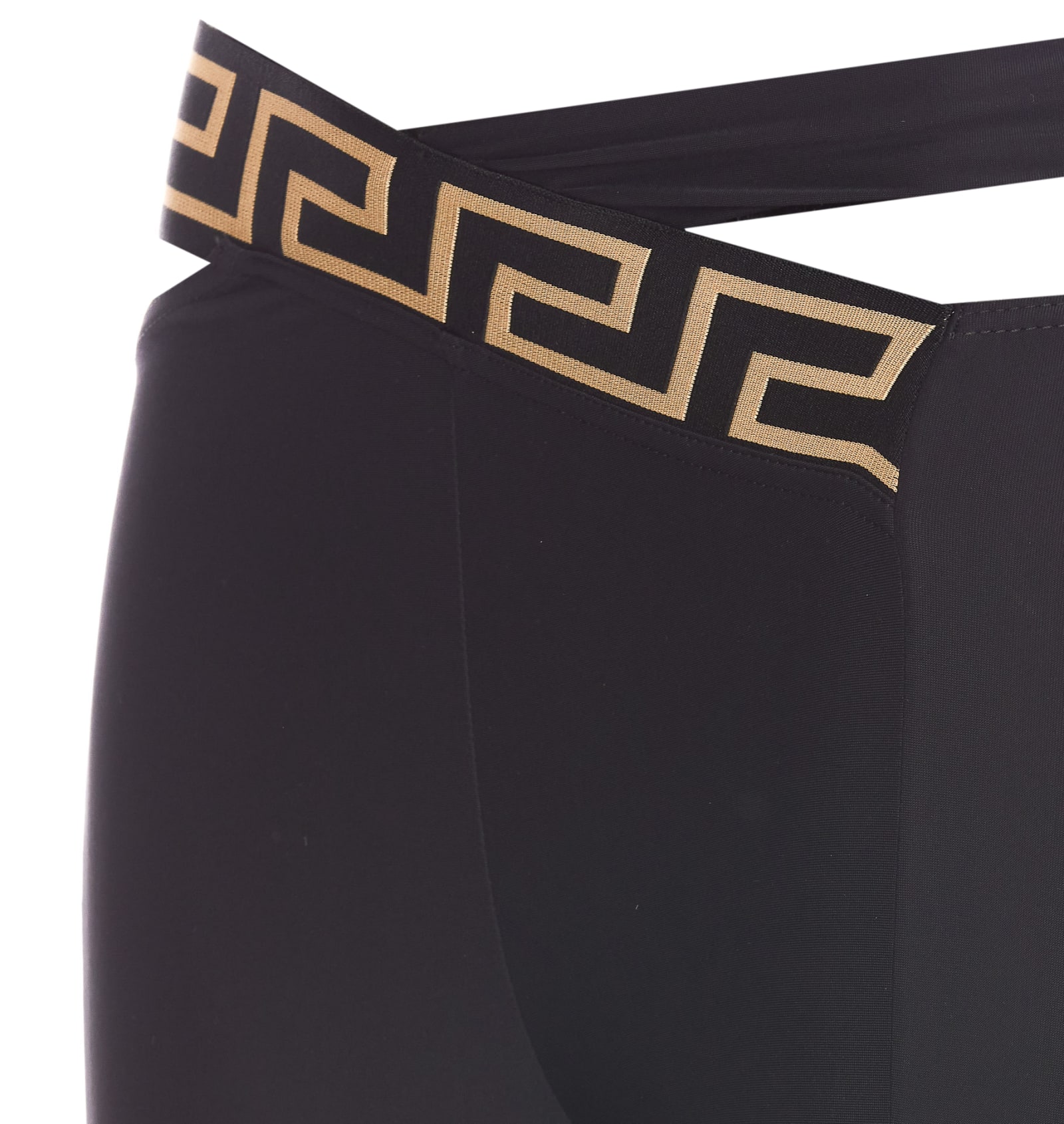 Shop Versace Greca Logo Leggings In Nero