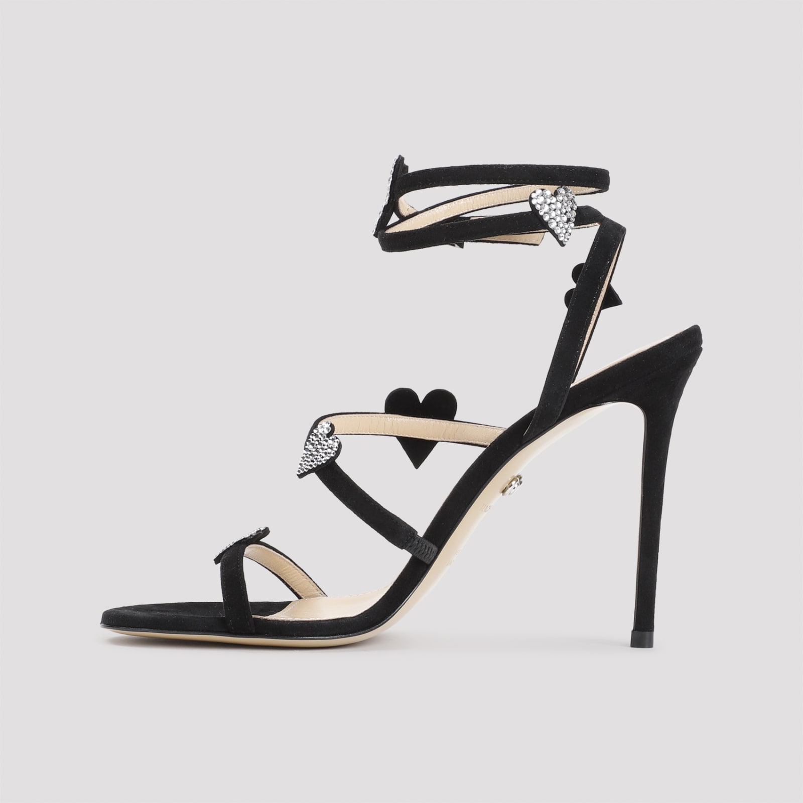 Shop Mach &amp; Mach Petit Coeur Black Suede Sandal