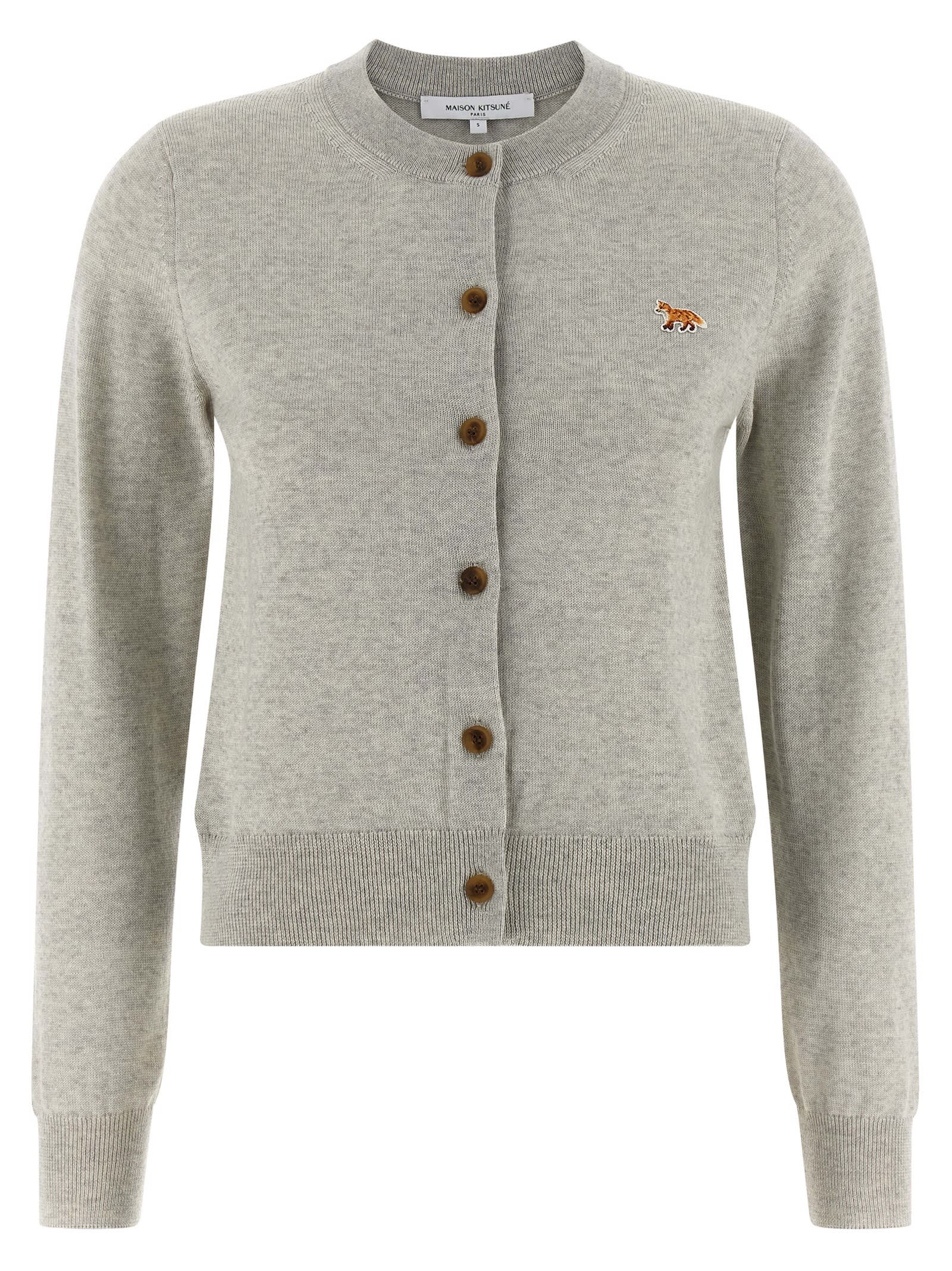 Maison Kitsuné Baby Fox Cardigan In Gray