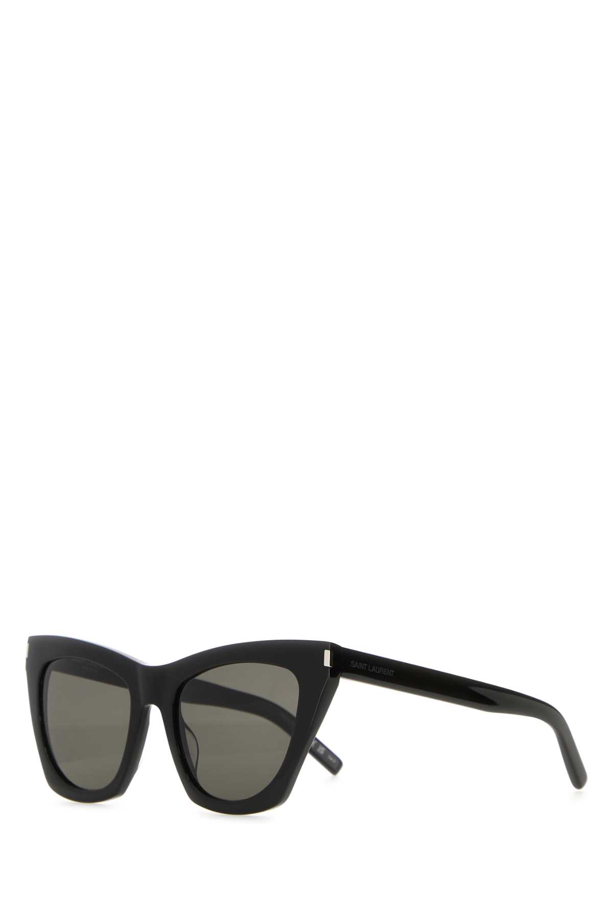 Shop Saint Laurent Black Acetate Sl 214 Sunglasses In Blackgrey