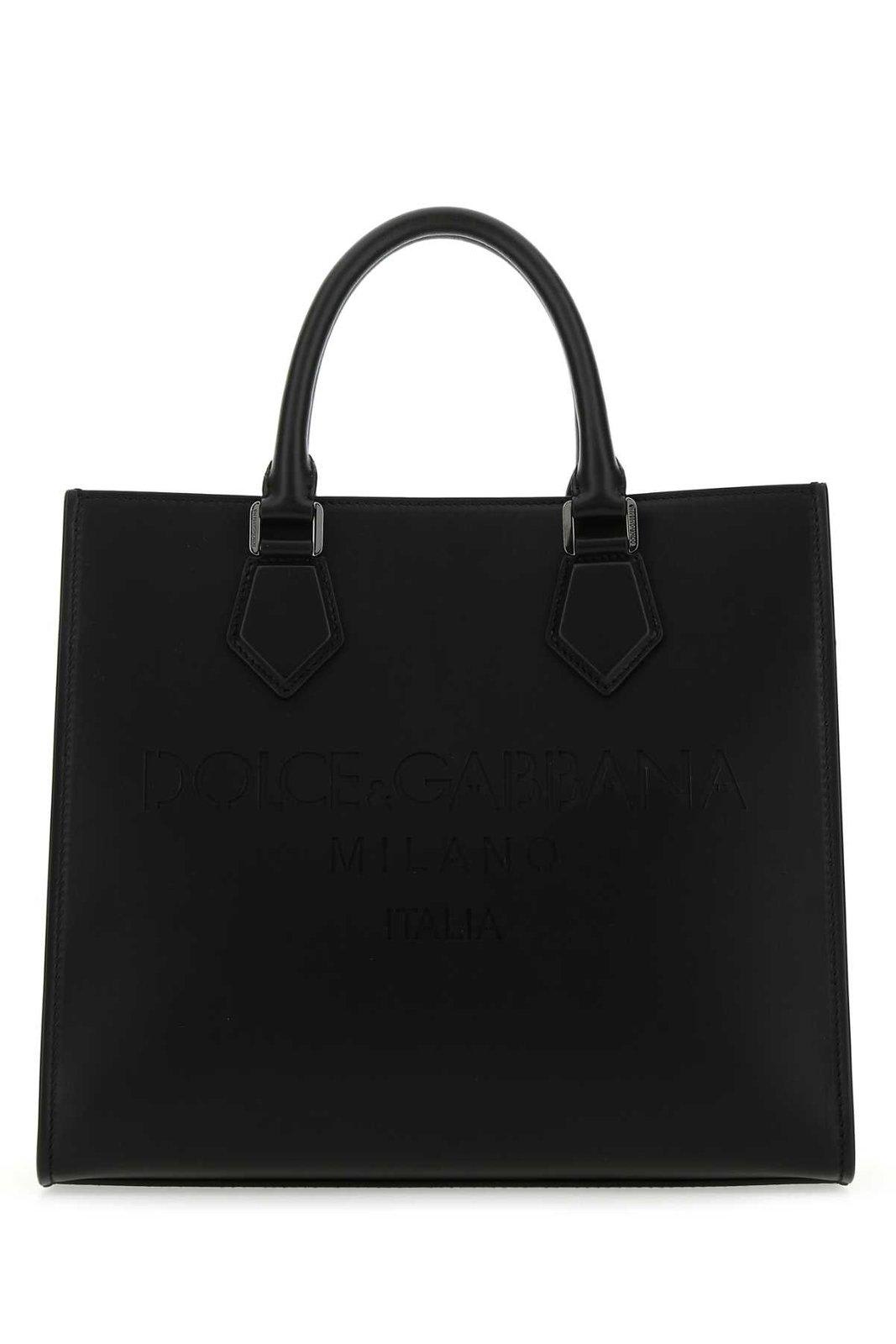 Dolce & Gabbana Logo-embossed Top Handle Bag In Nero