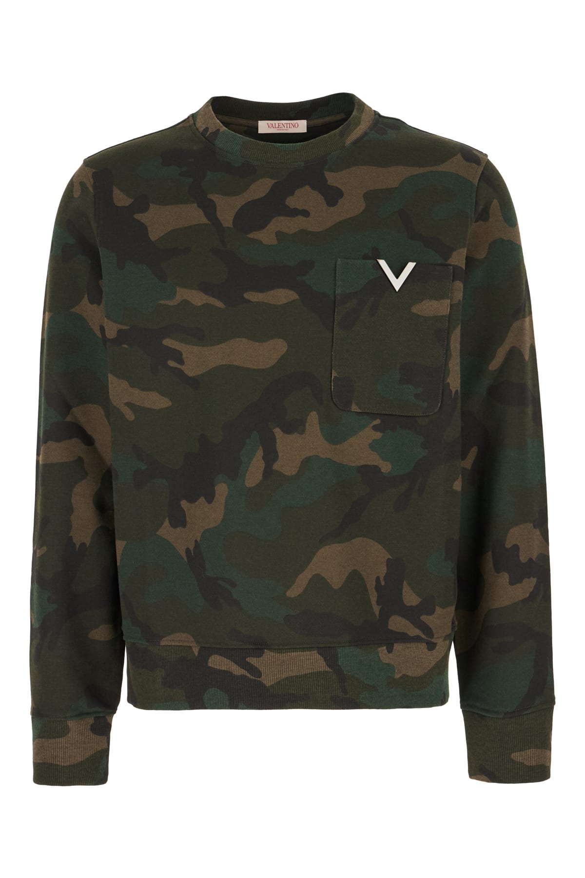 Valentino Printed Cotton Blend Sweatshirt In Camou Army