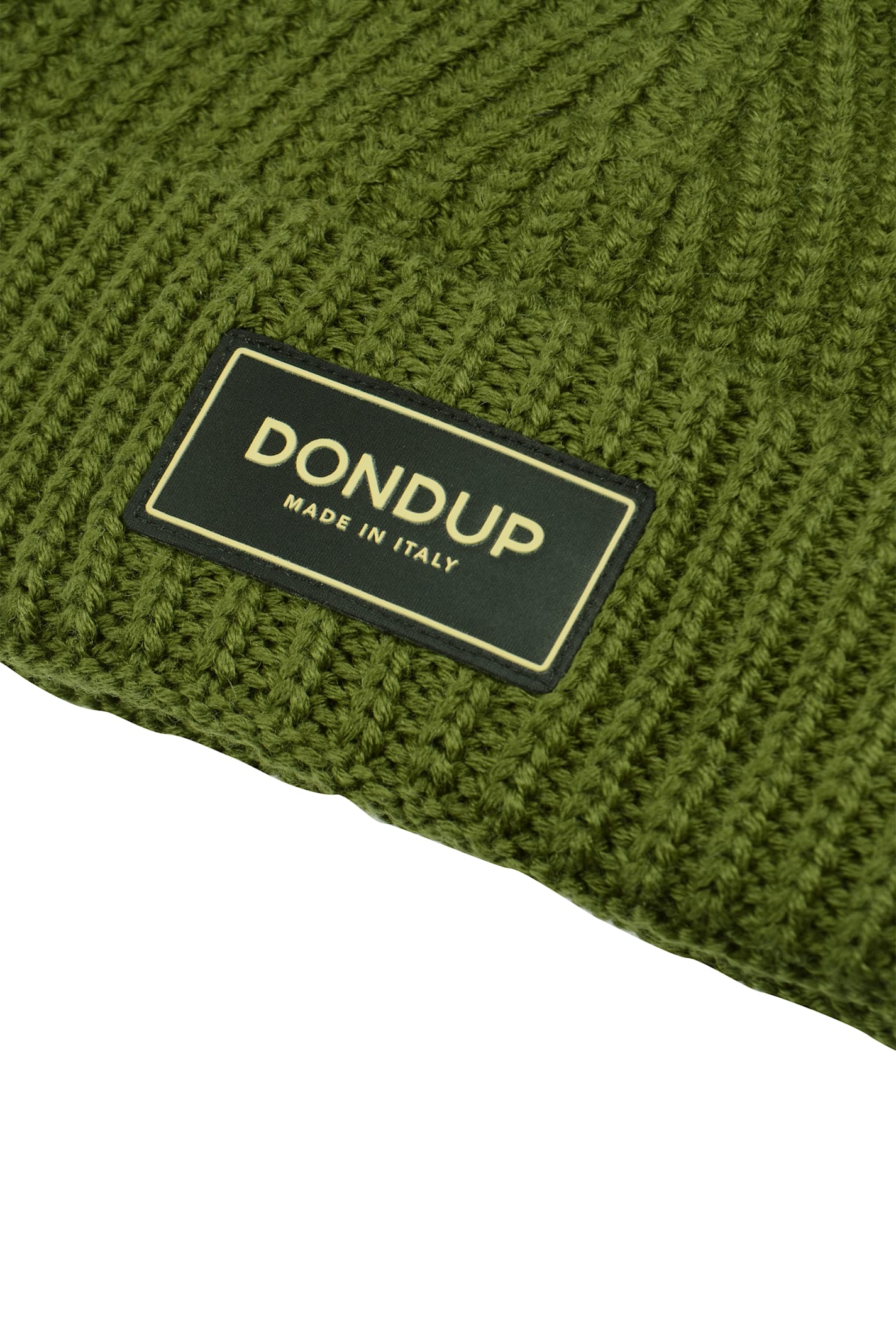 Shop Dondup Logo Patched Beanie In Military Green