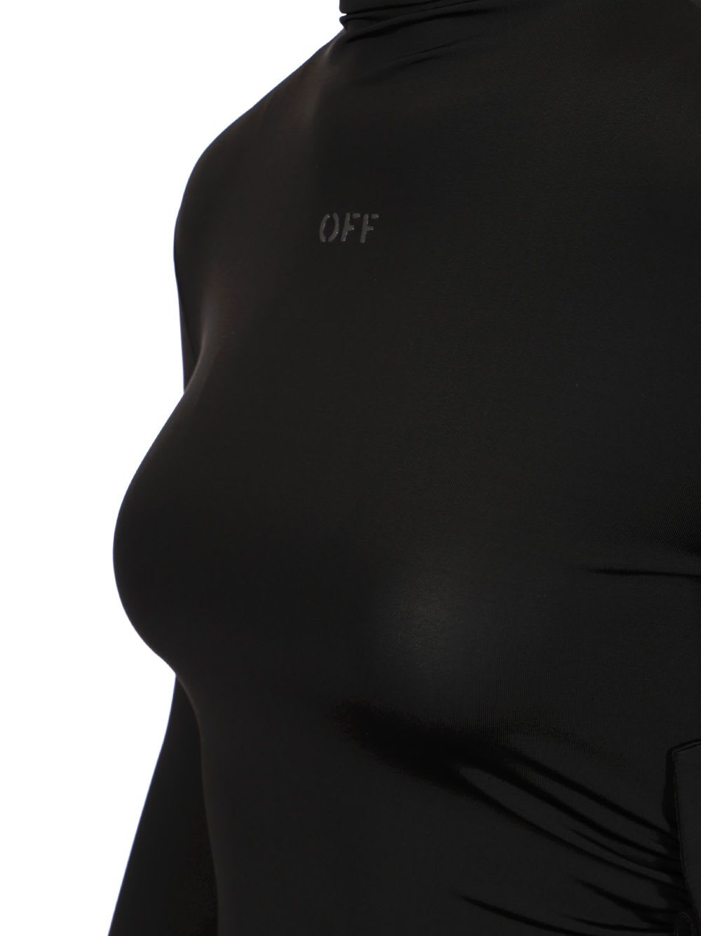 Off-white Long Sleeve Draped Top Tops Black In Black