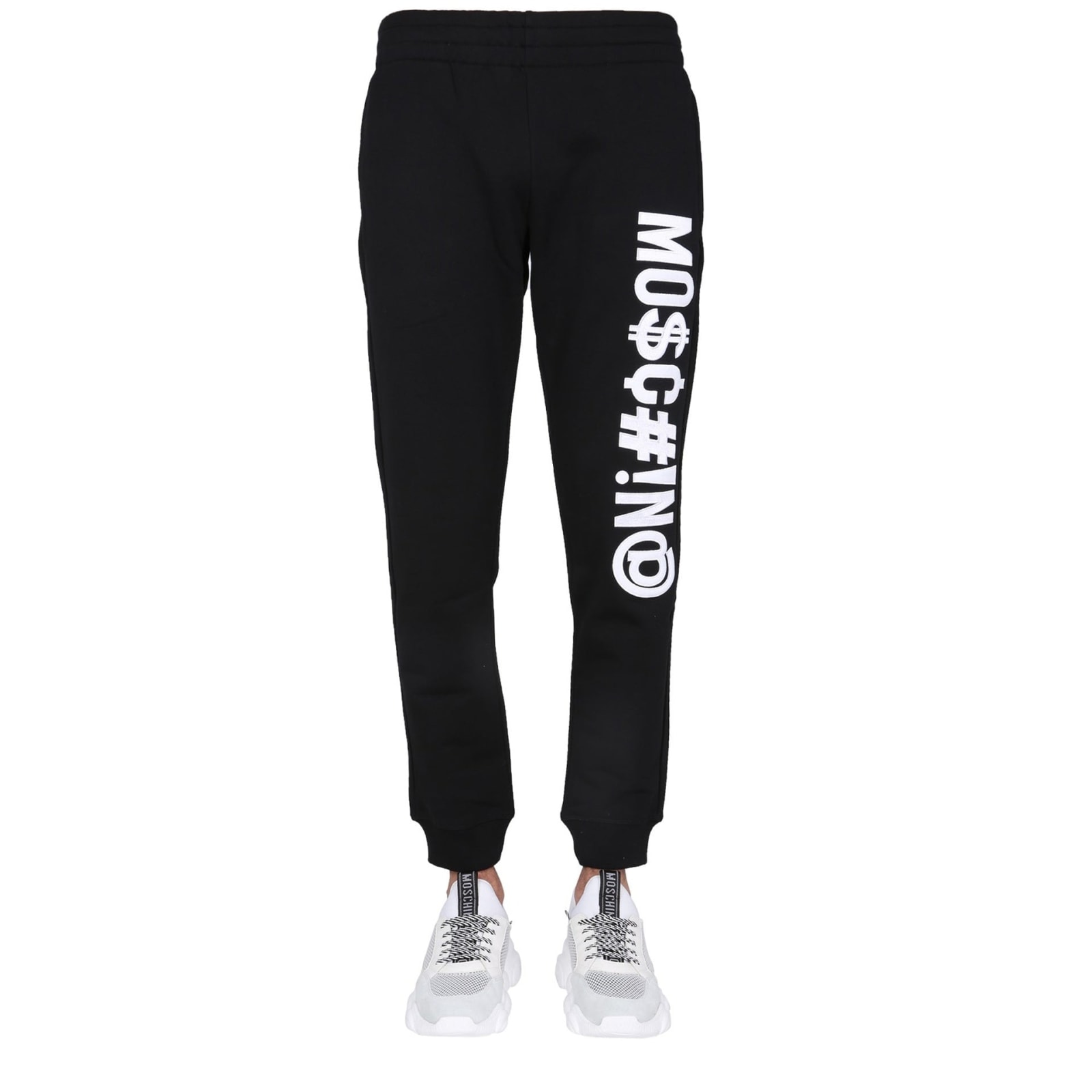 Shop Moschino Logo Jogging Pants In Black