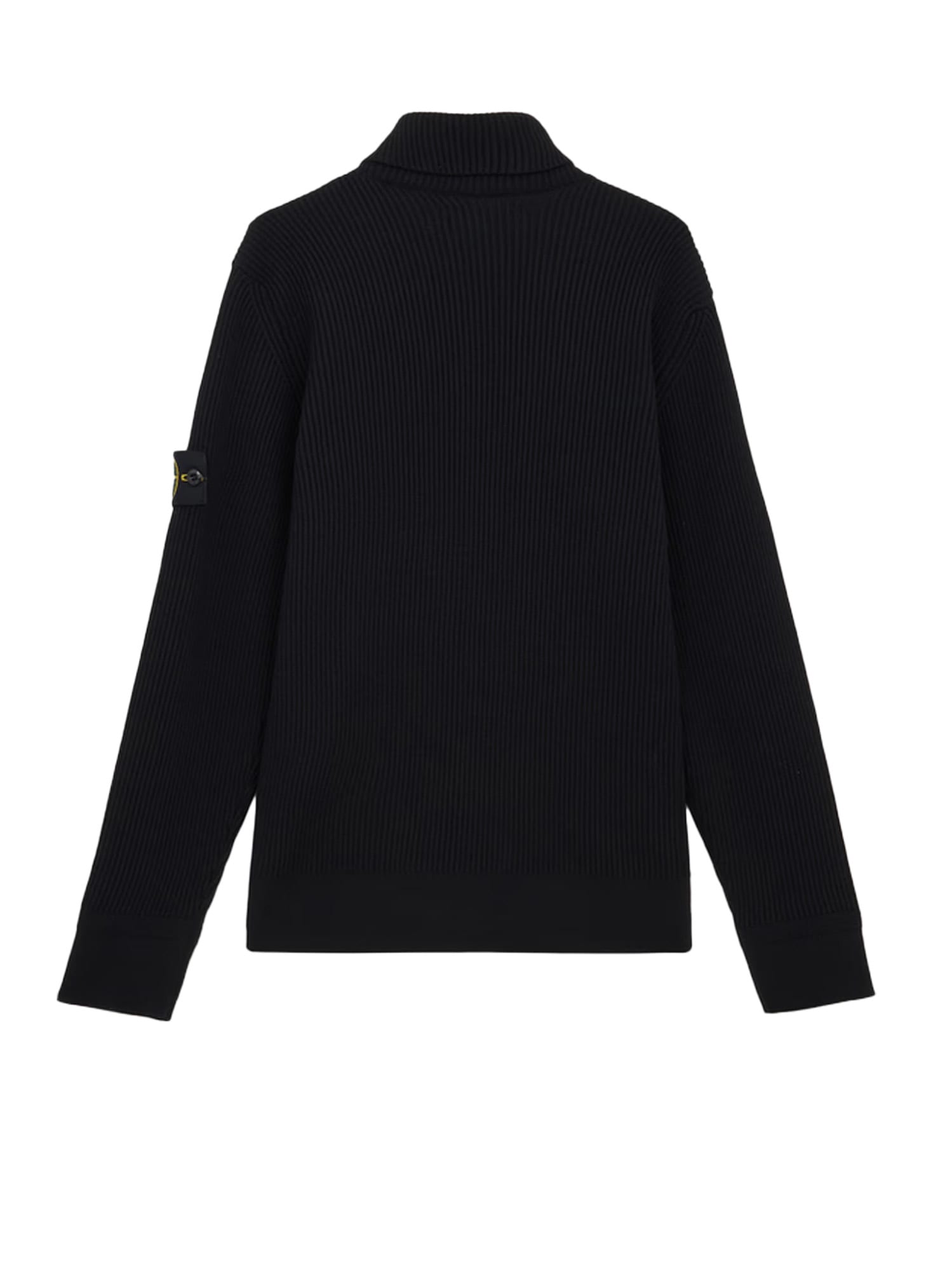 Stone Island Turtleneck Jumper With Finely Ribbed Trims In Black