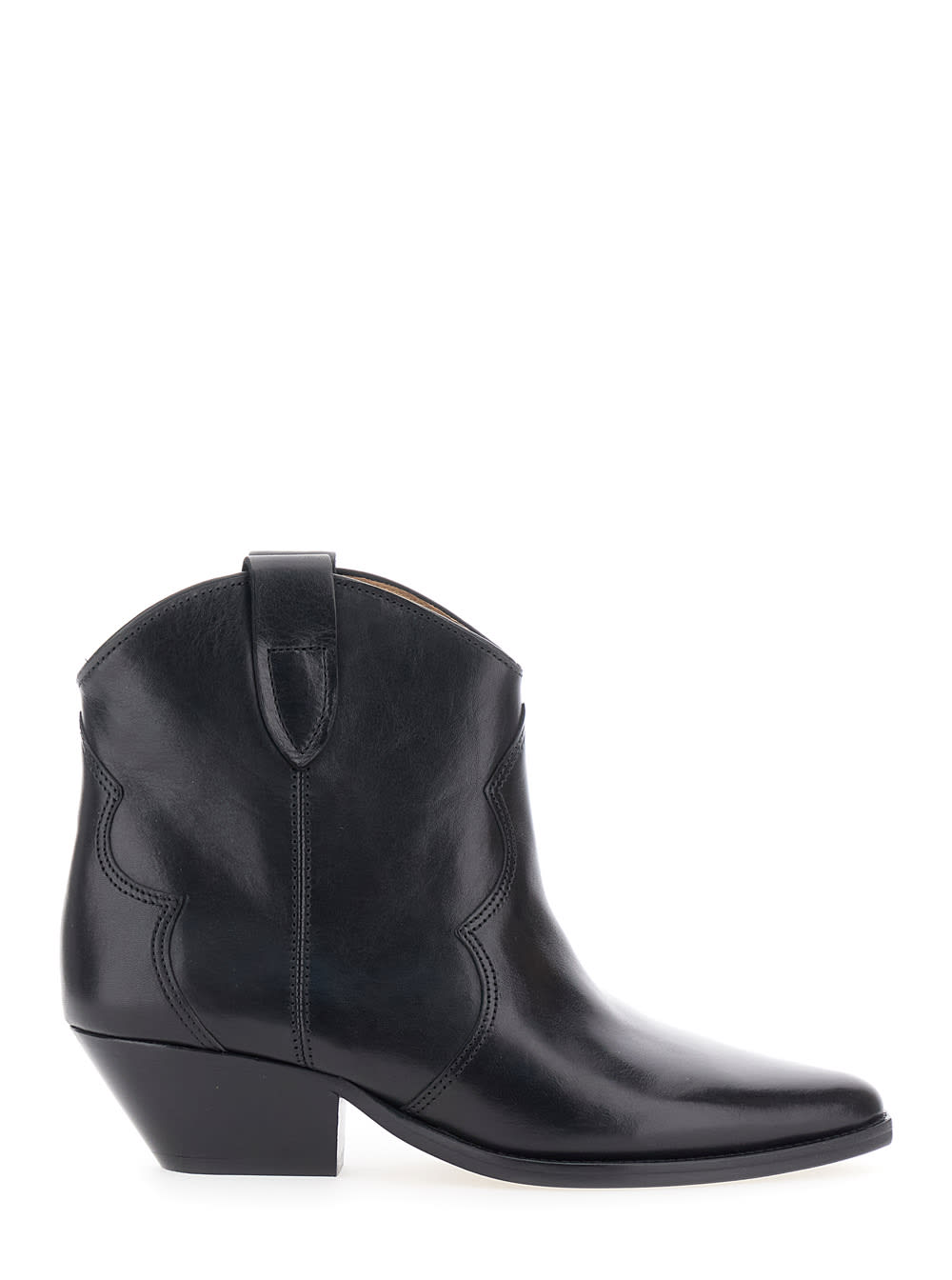 Isabel Marant Dewina Black Slip-on Ankle Boots With Low Block Heel In Leather Woman