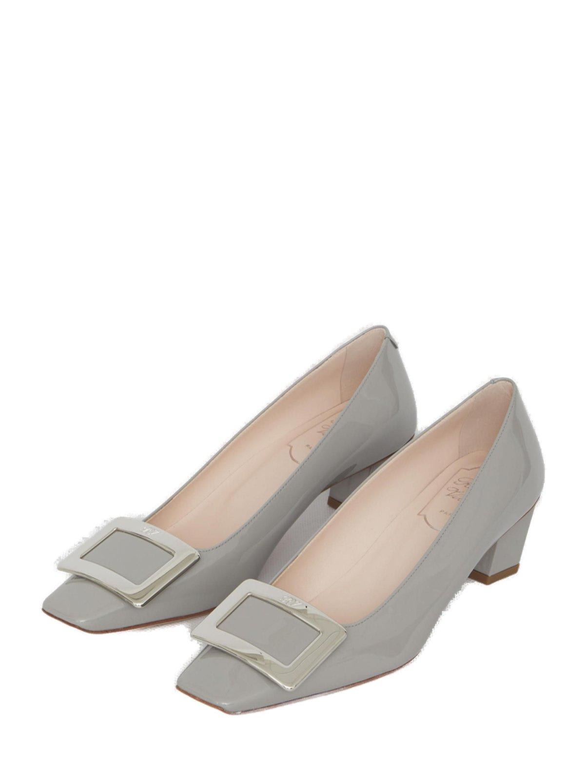 Shop Roger Vivier Belle Vivier Buckle Pumps In Grey