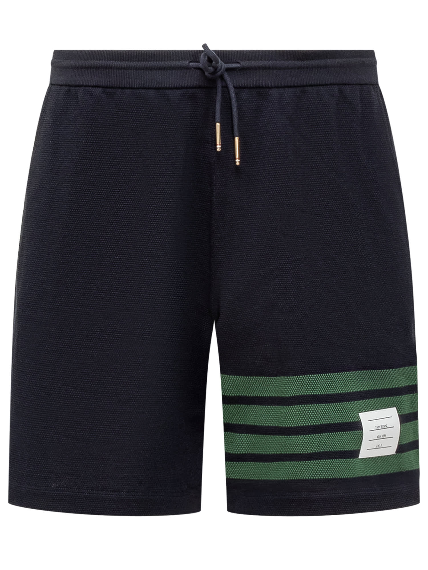 Shop Thom Browne Shorts With 4-bar Logo In Navy