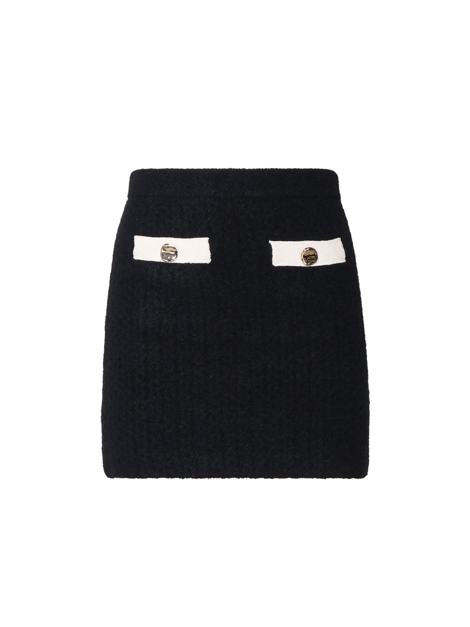 Shop Self-portrait Cashmere Mini Skirt In Black