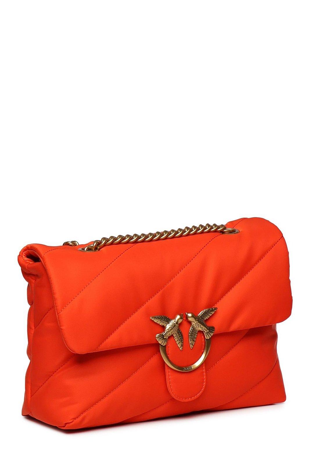 Pinko Love Puff Quilted Crossbody Bag In Orange