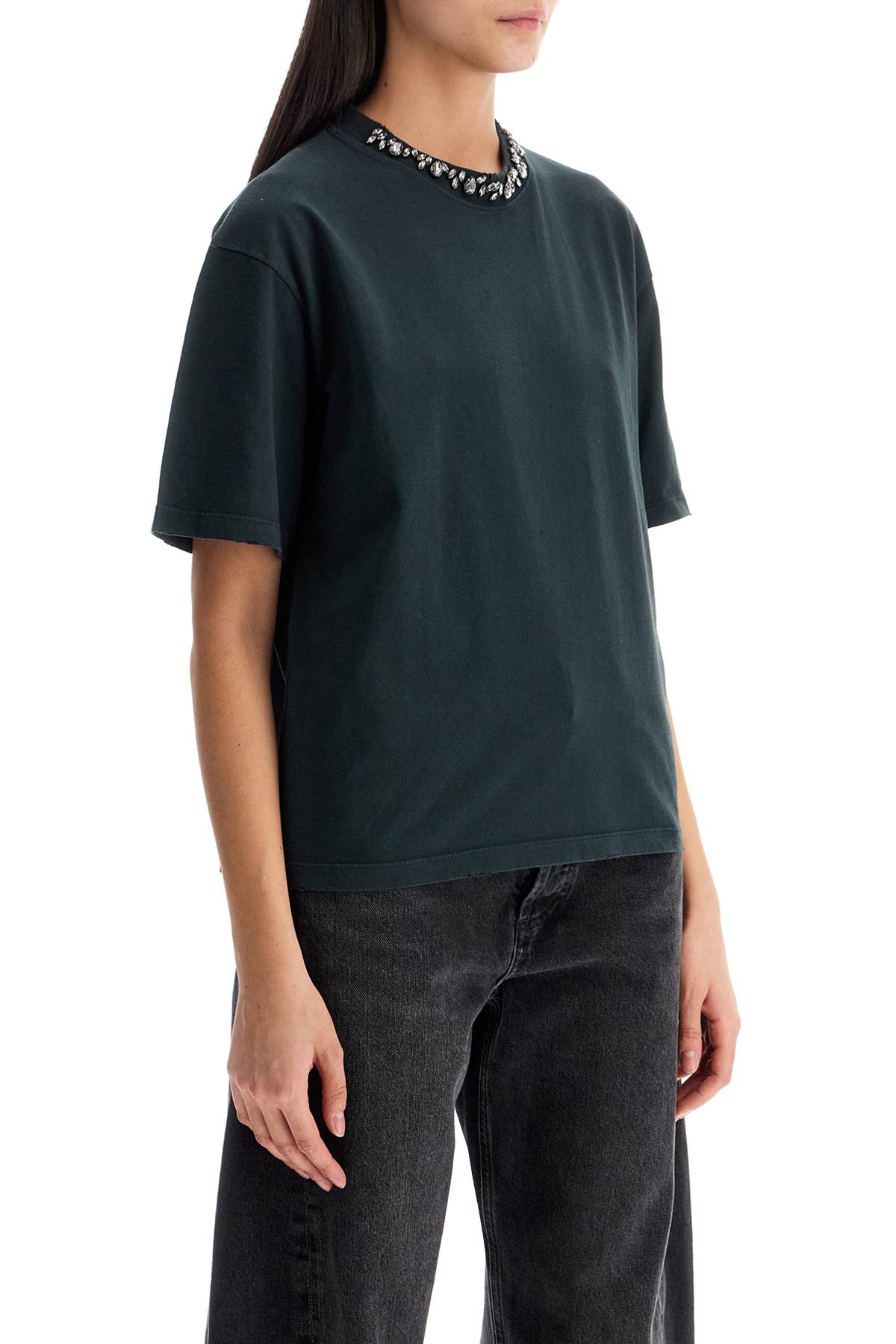 Golden Goose Tshirt Crystal Collar In Washed Black (black)