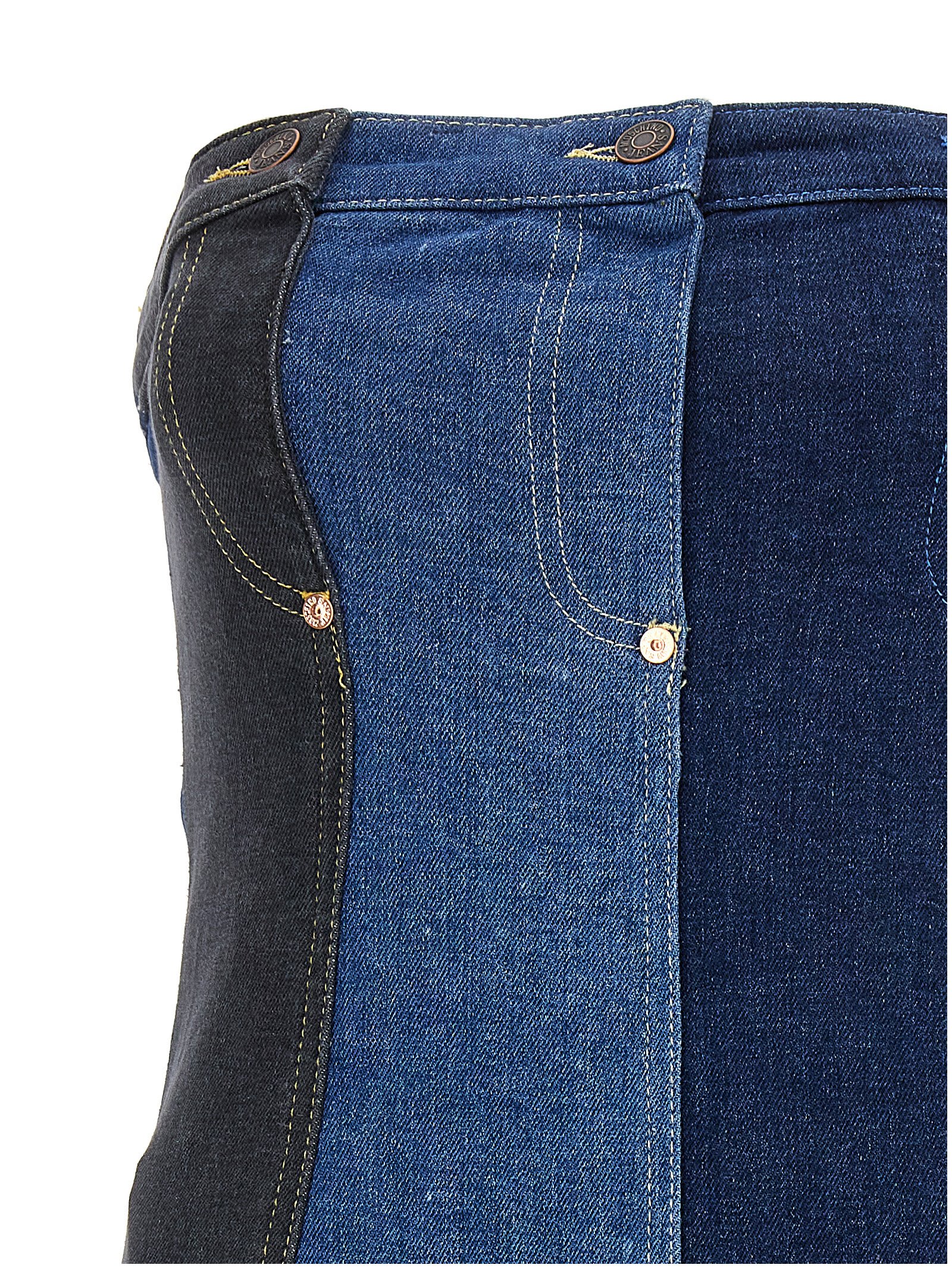 Shop M05ch1n0 Jeans Patchwork Mini Dress In Fantasia Variante Unica