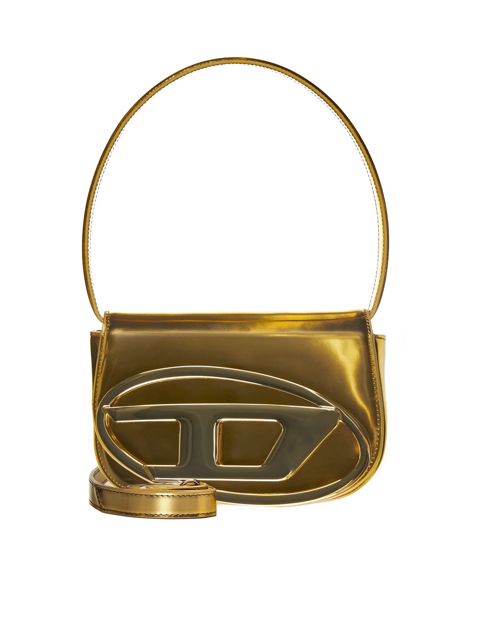 Shop Diesel Shoulder Bag In Golden