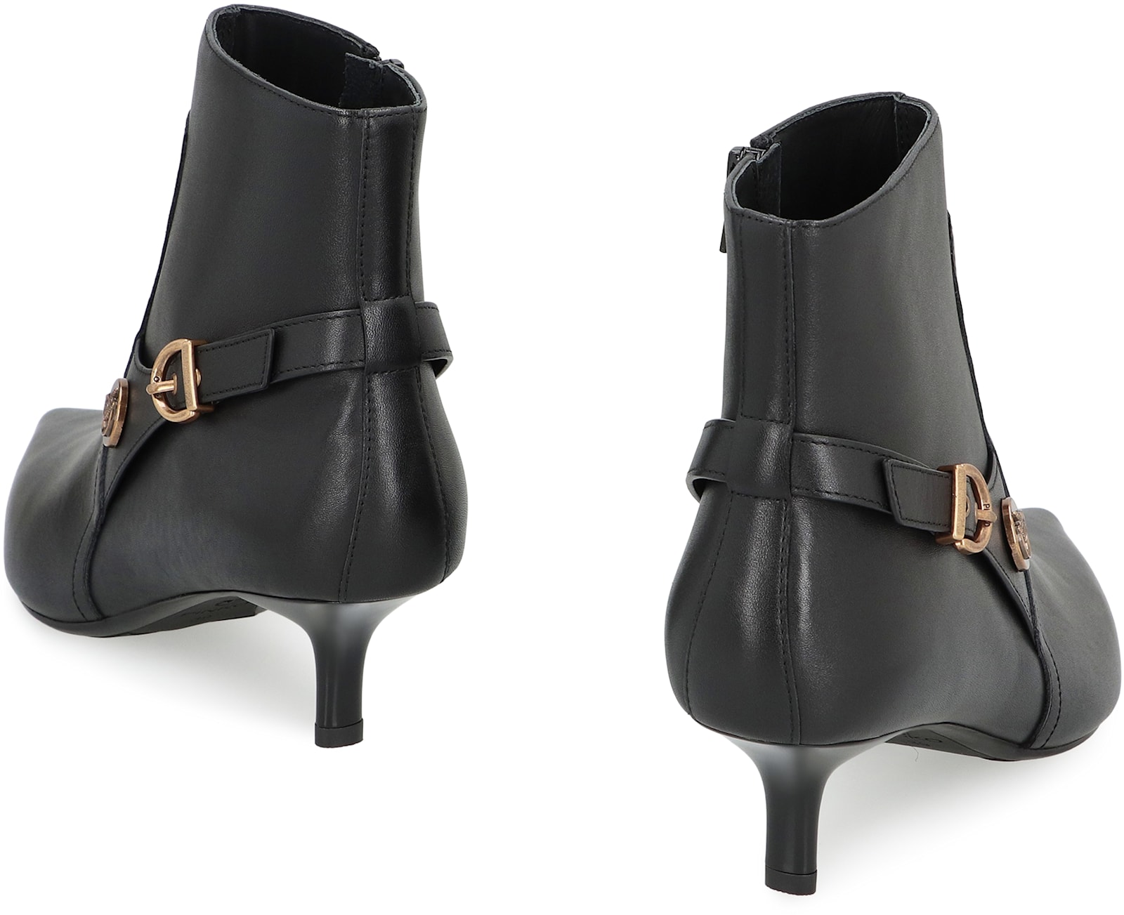 Pinko Booties With Love Birds Logo On The Strap In Black
