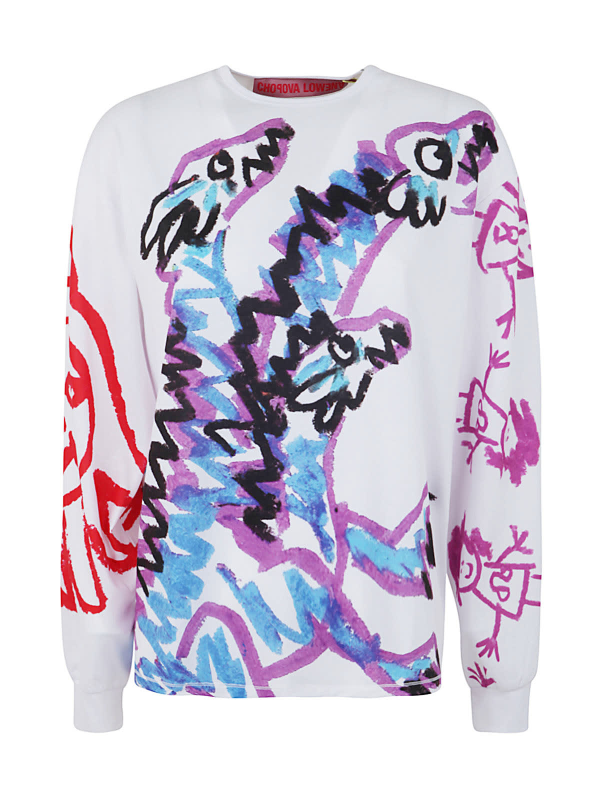 Chopova Lowena Illustration-print Long-sleeve T-shirt In White Multi