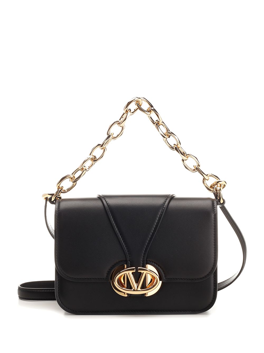 Shop Valentino Small Vlogo Oclock Shoulder Bag In Black