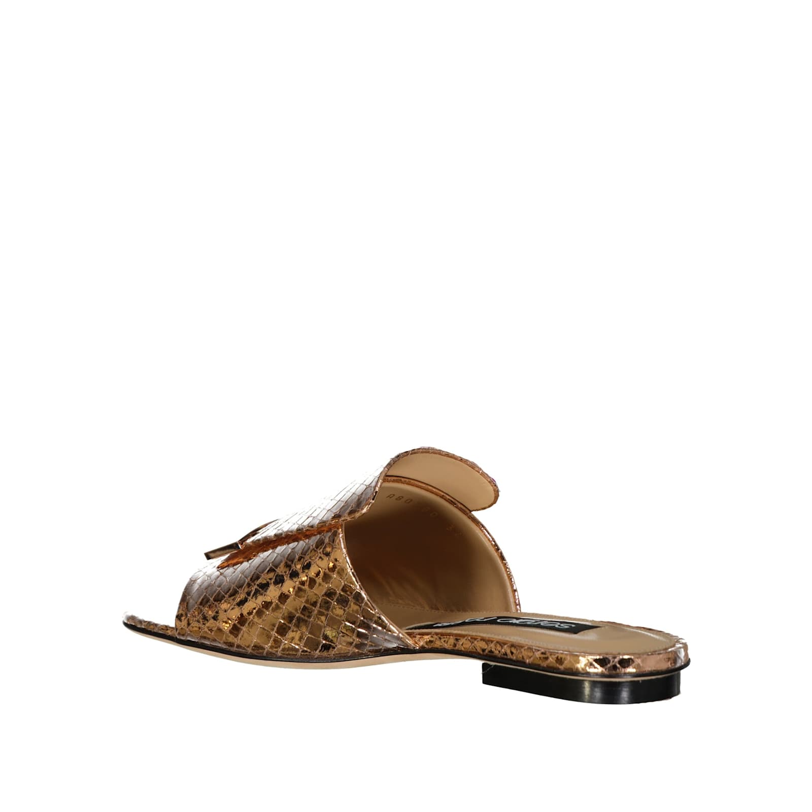 Shop Sergio Rossi Leather Flat Sandals In Rose Gold