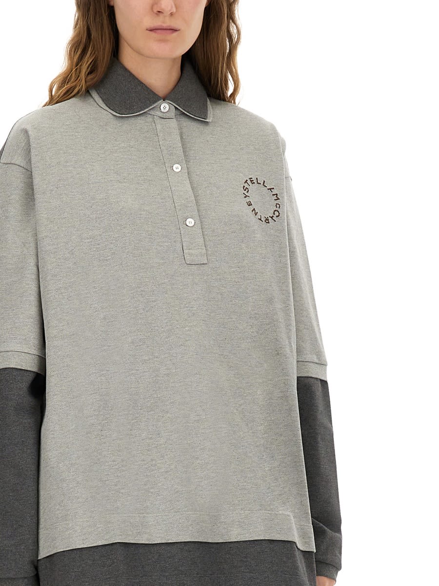 Stella Mccartney Oversized Polo Shirt Collared Neck In Multi