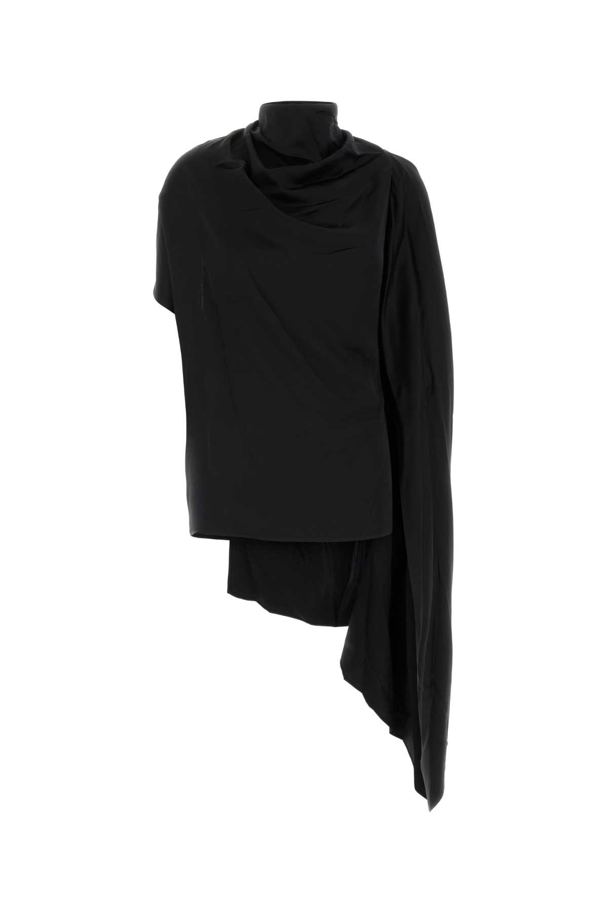 Magda Butrym Asymmetric Draped High Neck Open Back Top In Black