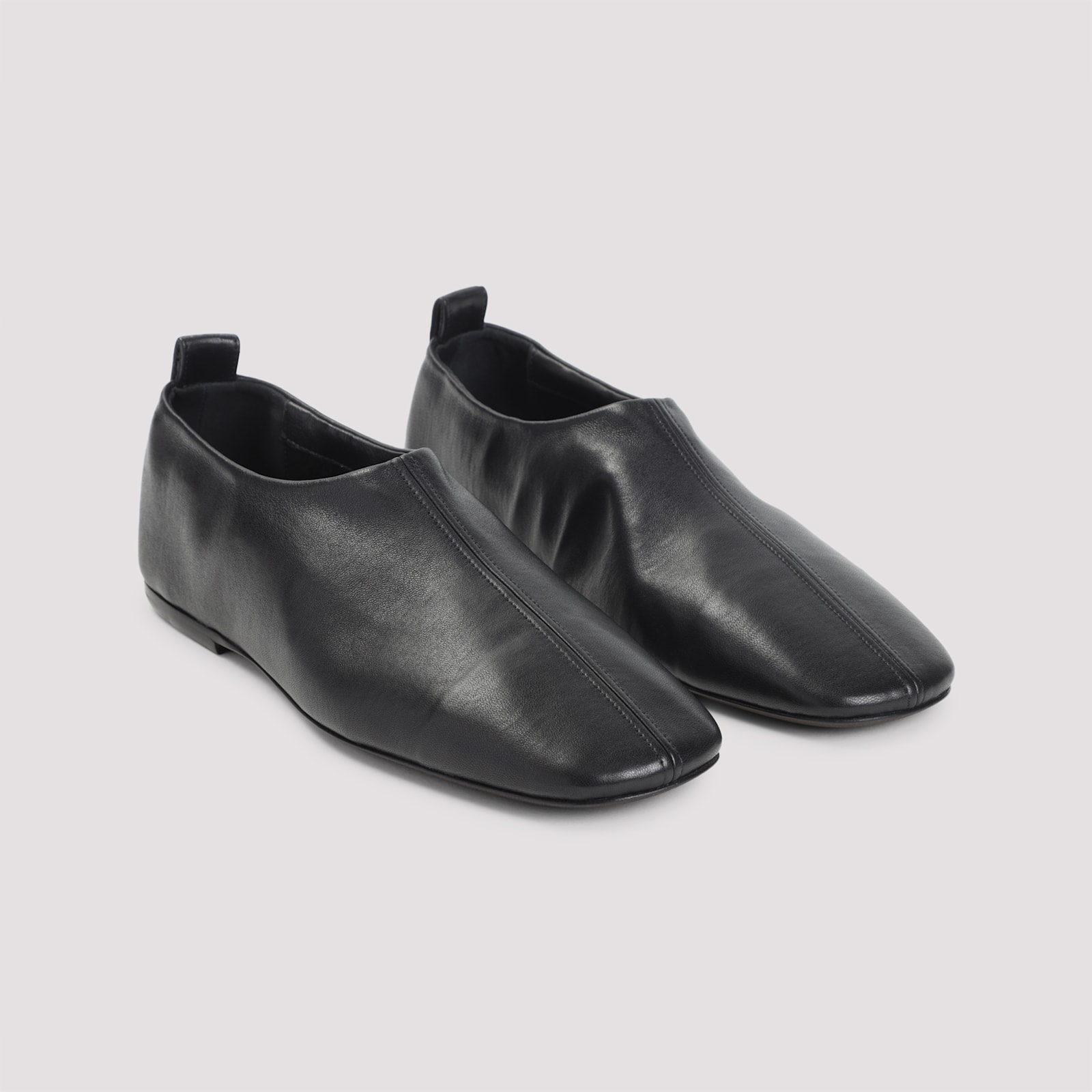 Dries Van Noten Soft Black Leather Loafers With Squared Toe In Black