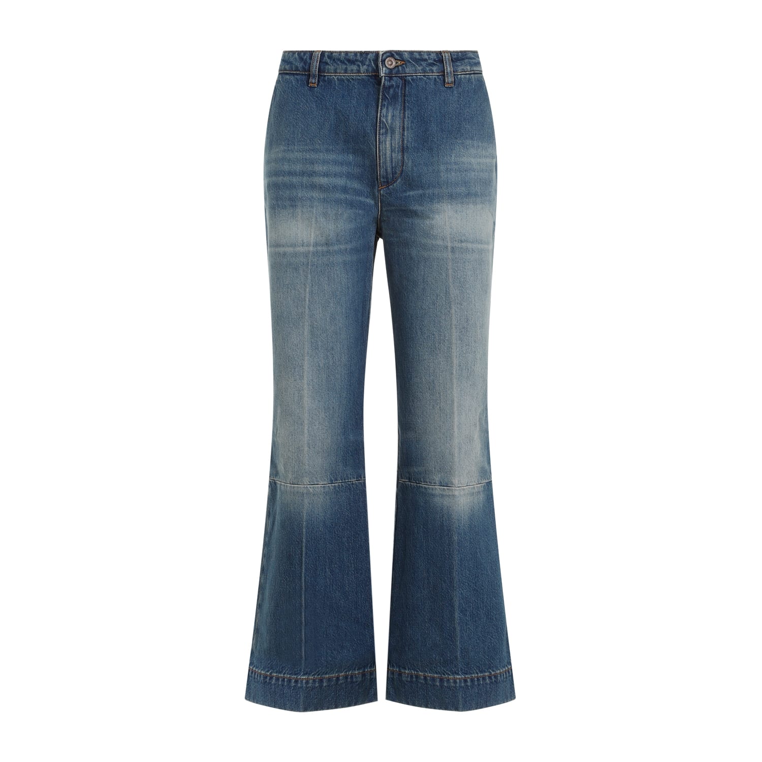 Shop Victoria Beckham Cropped Kick Jeans In Indigrey Wash