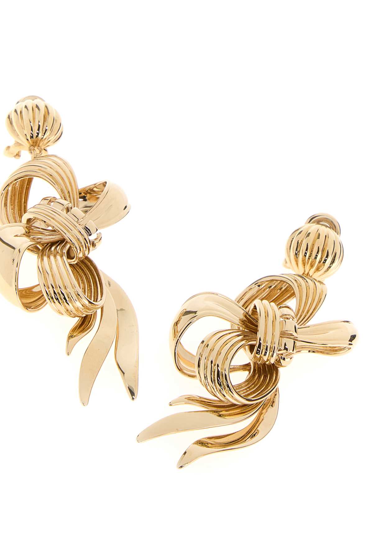 Miu Miu Textured Bow Design Metal Earrings In Gold