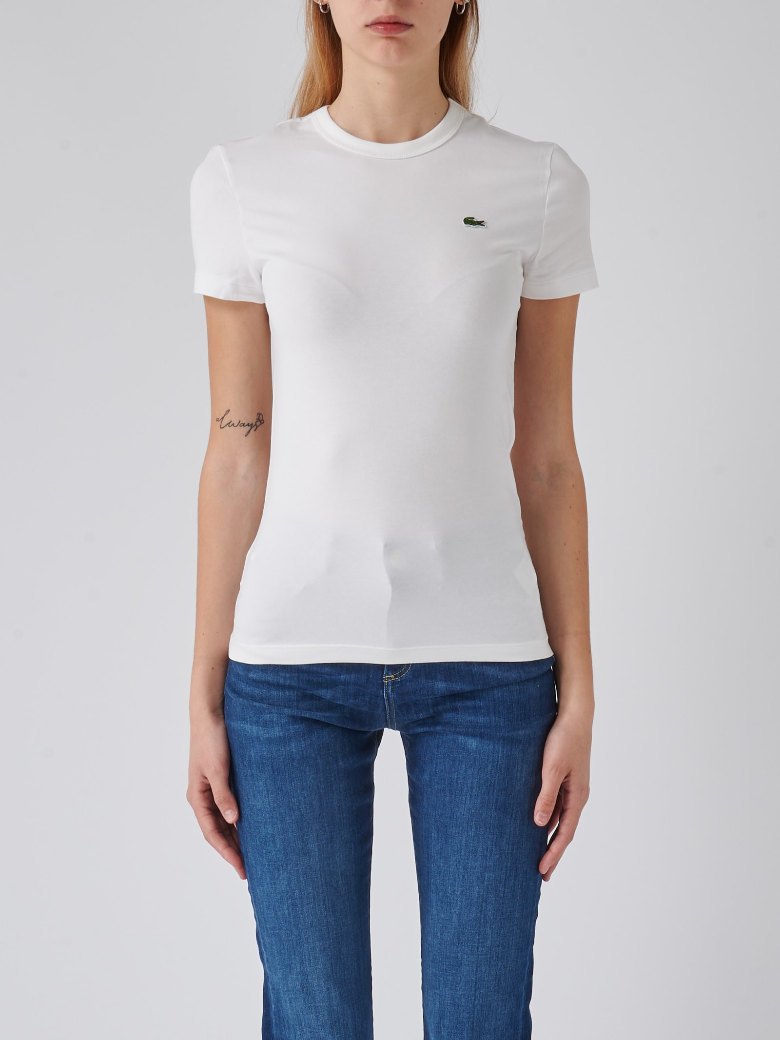 Shop Lacoste Cotton T-shirt In Bianco