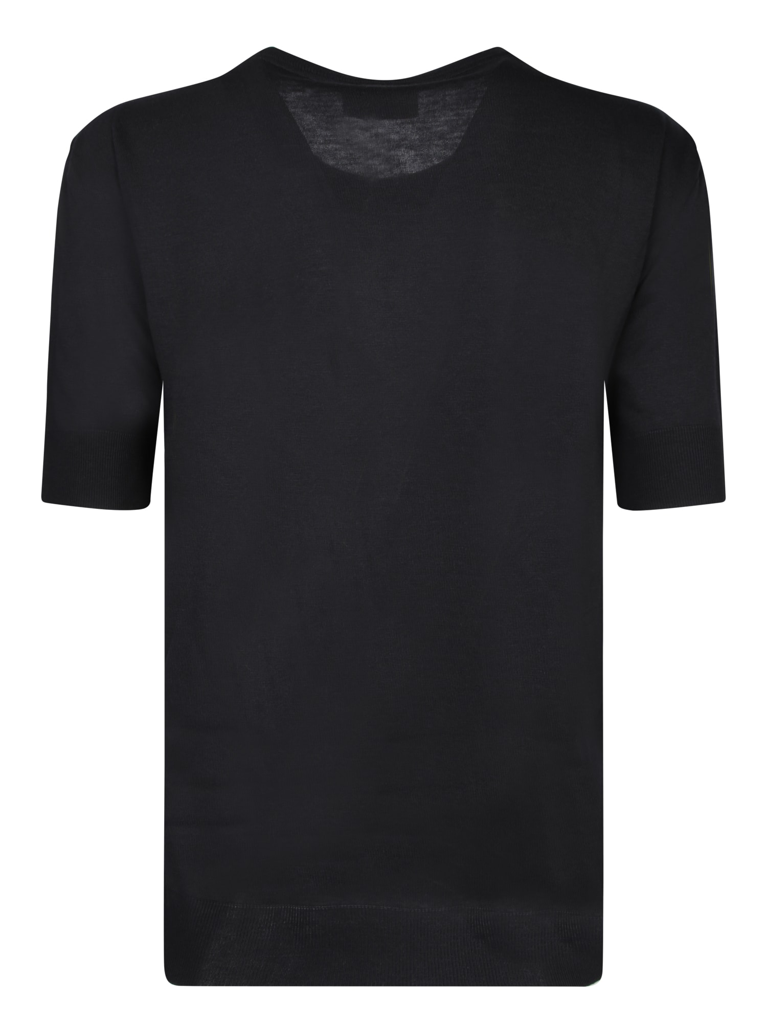 Shop Herno Ribbed Details Black T-shirt
