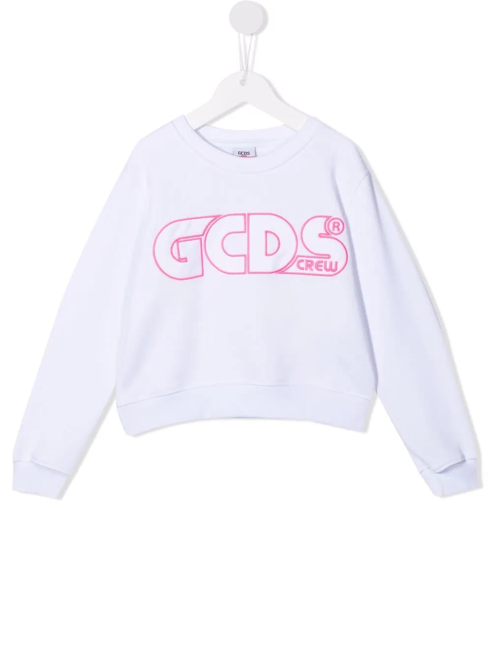 GCDS Mini Kids White Sweatshirt With Pink Profiled Logo