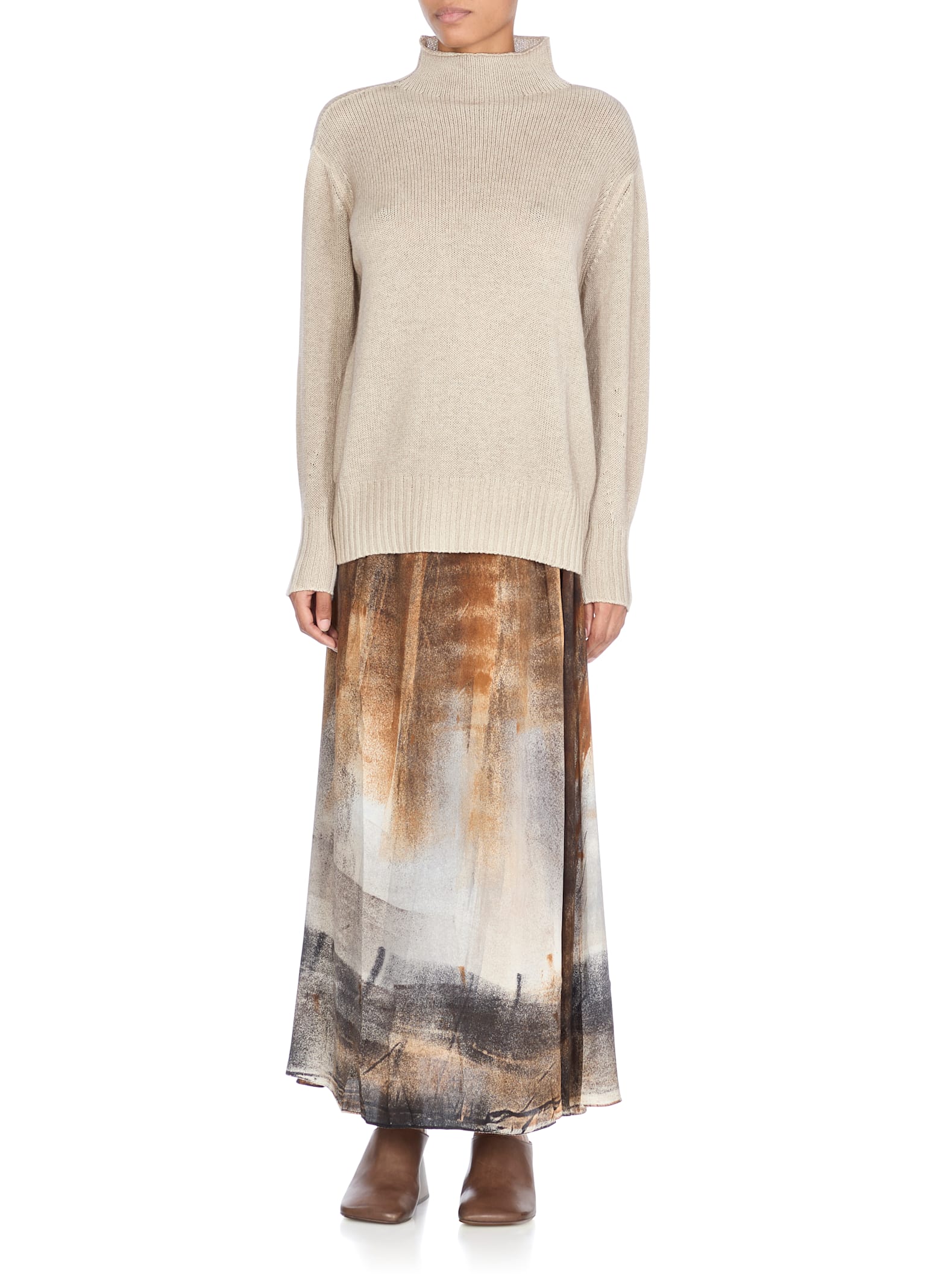 Avant Toi Beige Cashmere Sweater With Crew Neckline In Sand